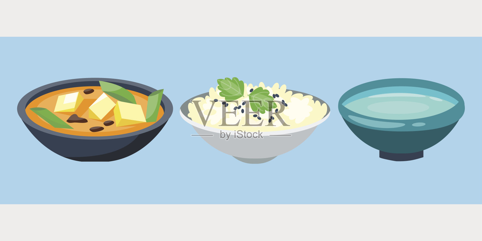 粥盘在碗孤立在白色的背景早餐健康食品热美味和素食磨碎面包配菜矢量插图插画图片素材