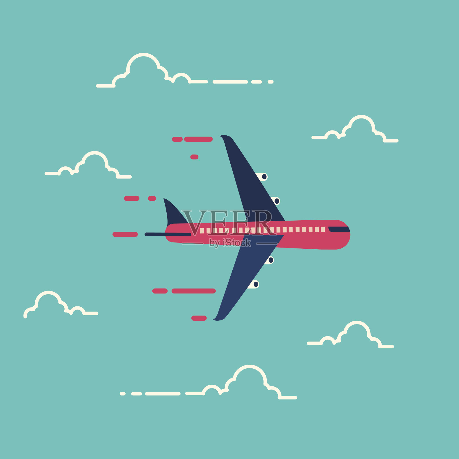 飞机在空中，运输，矢量插图。插画图片素材