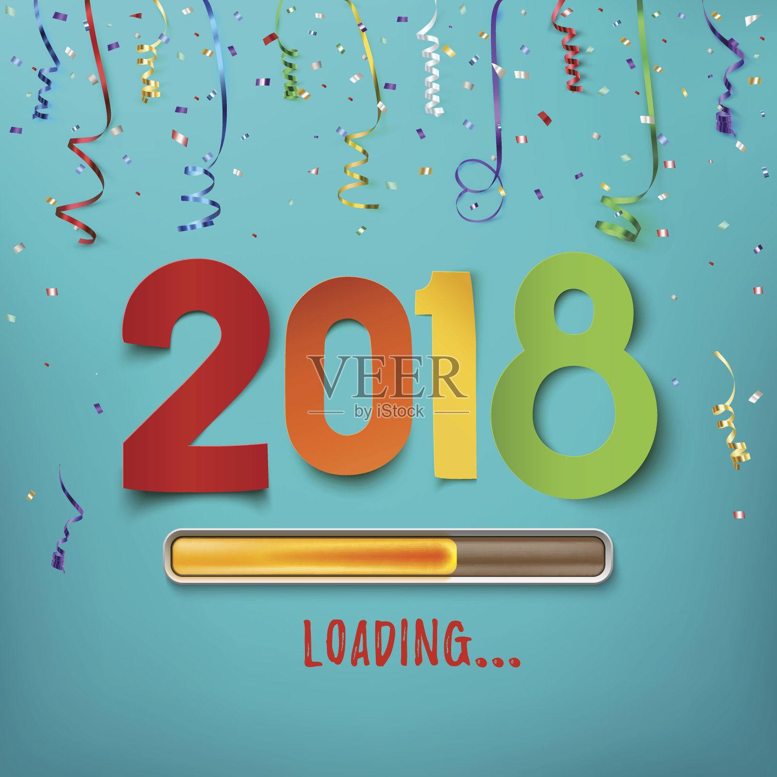 2018新年快乐加载。插画图片素材