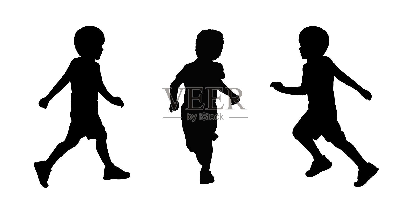 小男孩跑步的剪影设计元素图片