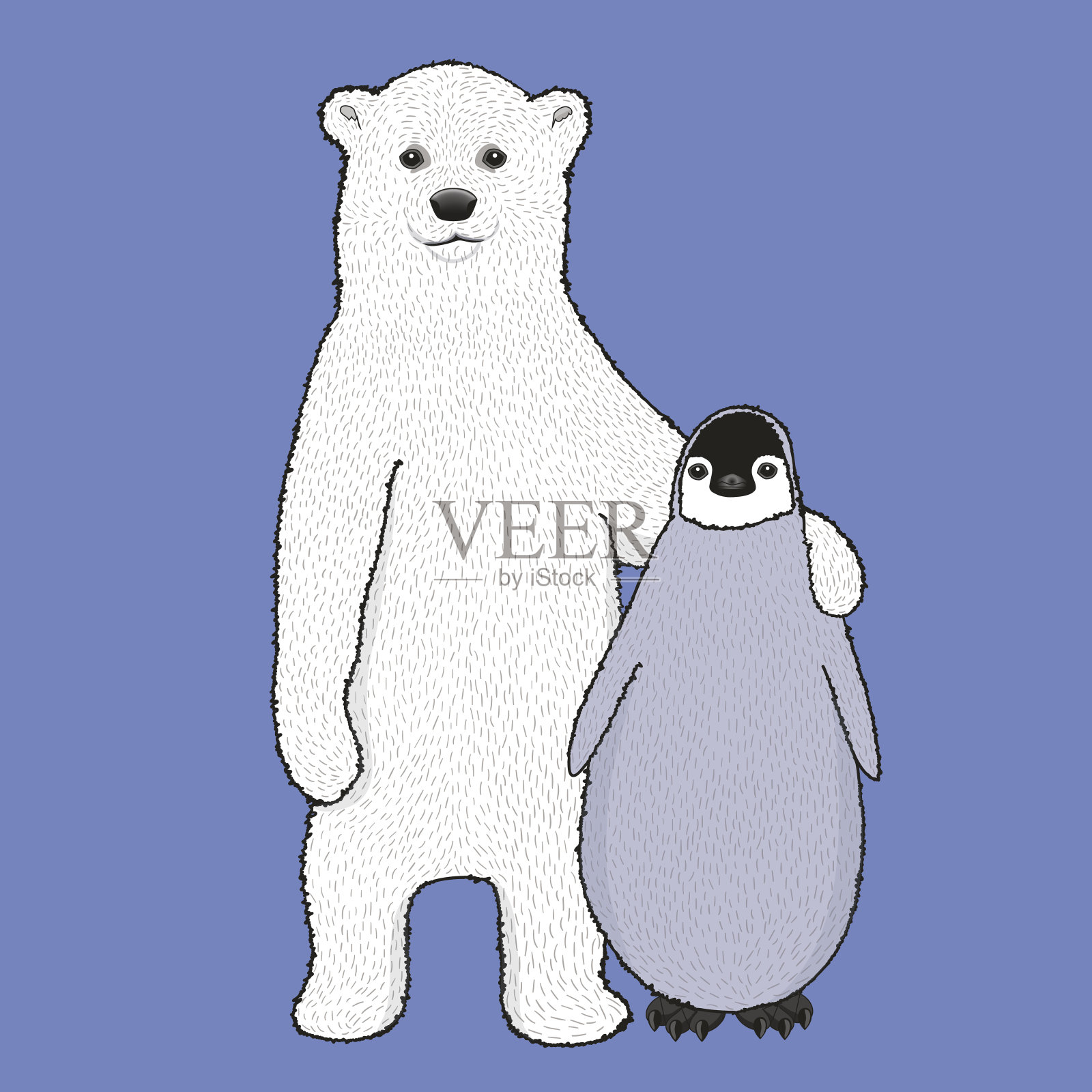 北极熊和企鹅的载体设计元素图片