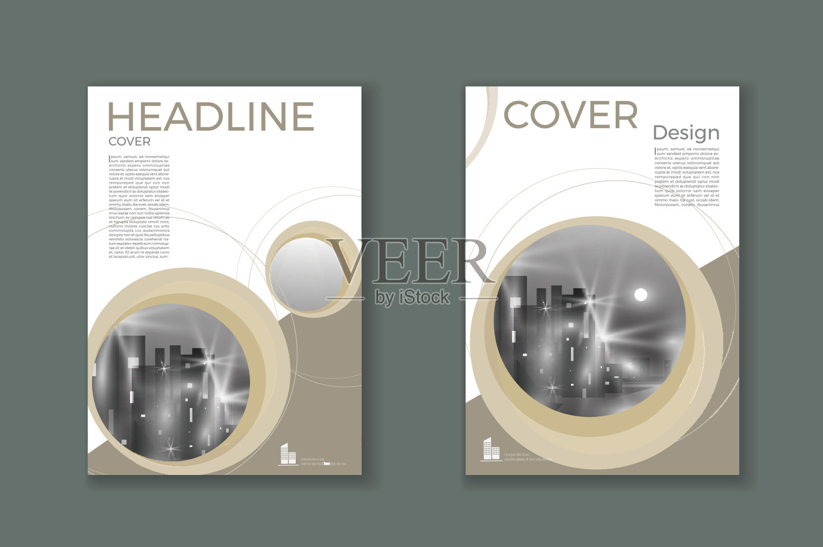 棕色封面宣传册模板，设计，年度报告，杂志和传单layou矢量插画图片素材