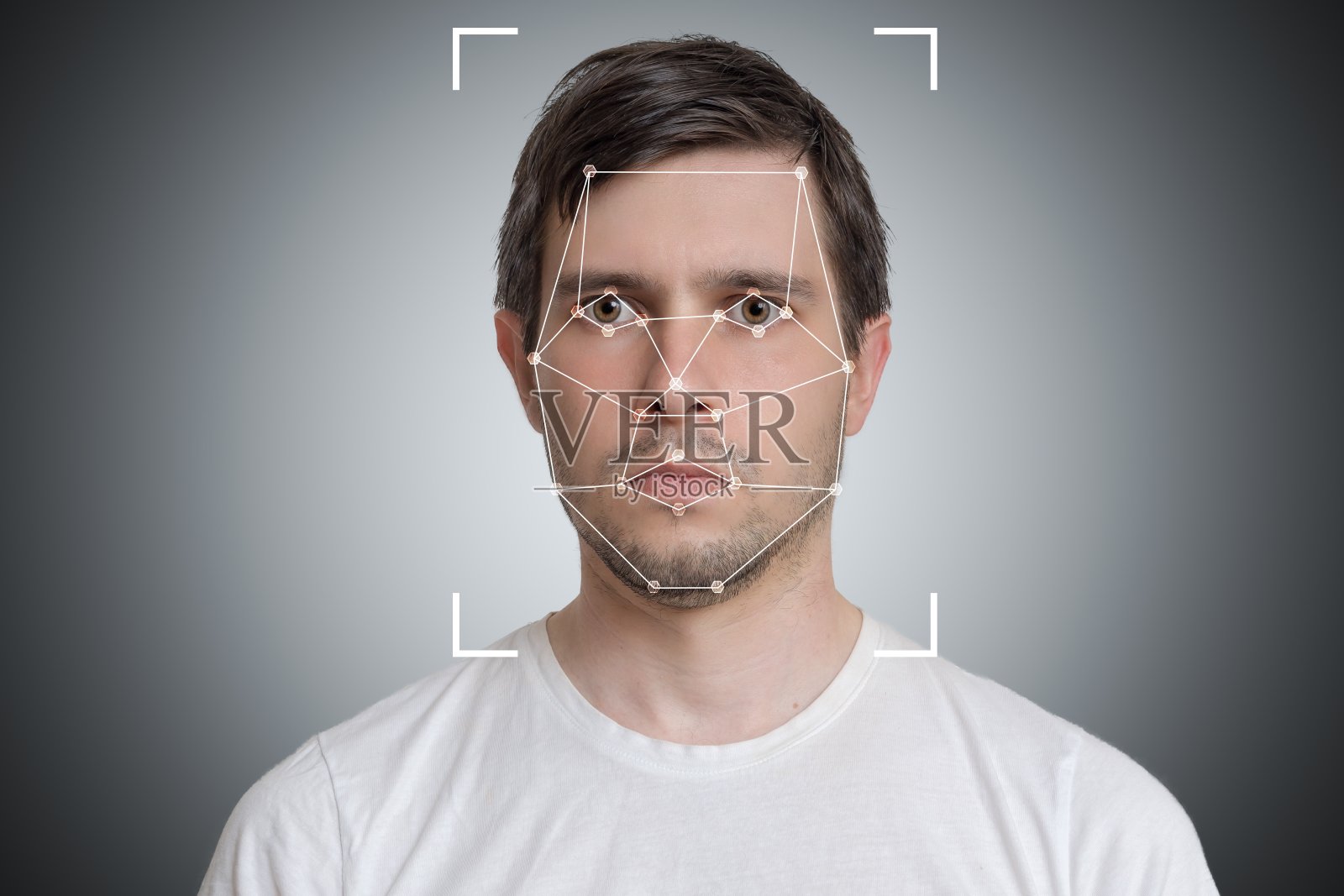 人脸检测与识别。计算机视觉和人工智能概念。照片摄影图片