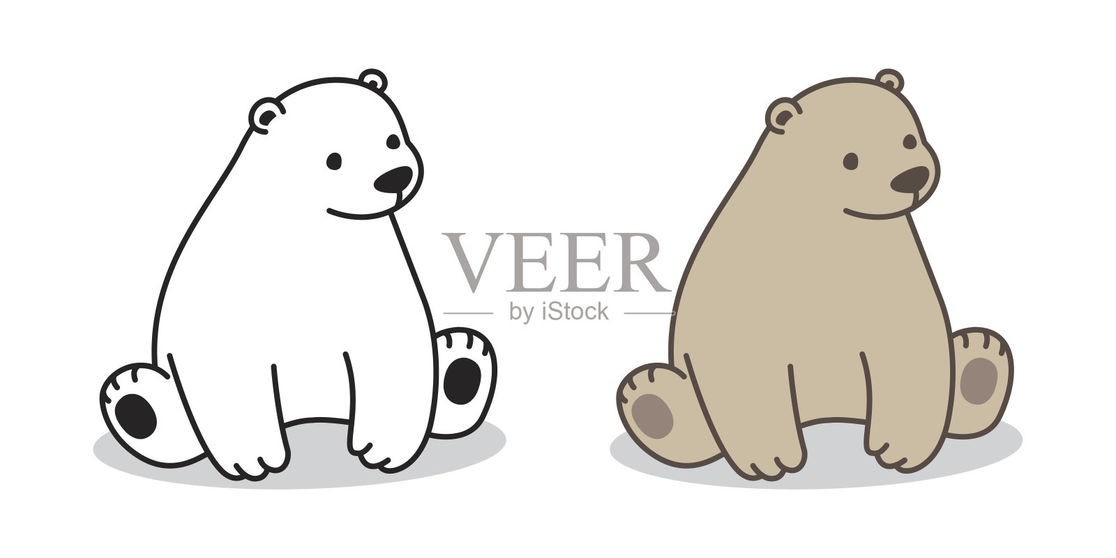 北极熊漫画北极熊坐矢量插图涂鸦插画图片素材