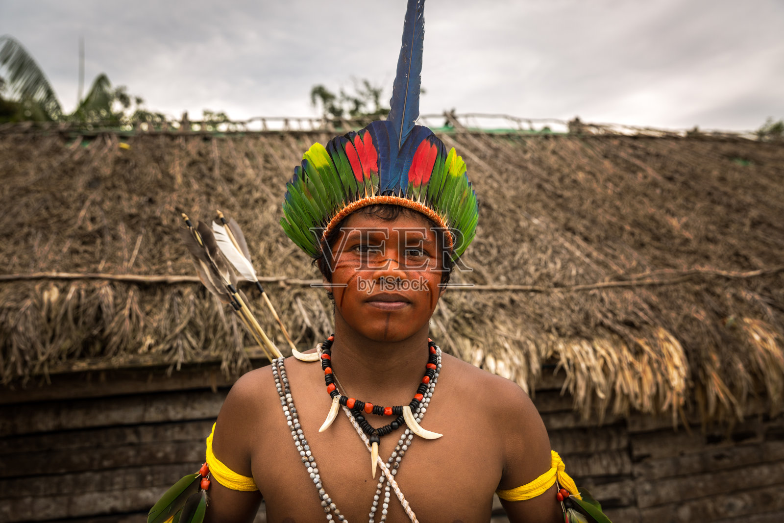 来自巴西图皮瓜拉尼部落的巴西土著男子(印第奥)照片摄影图片