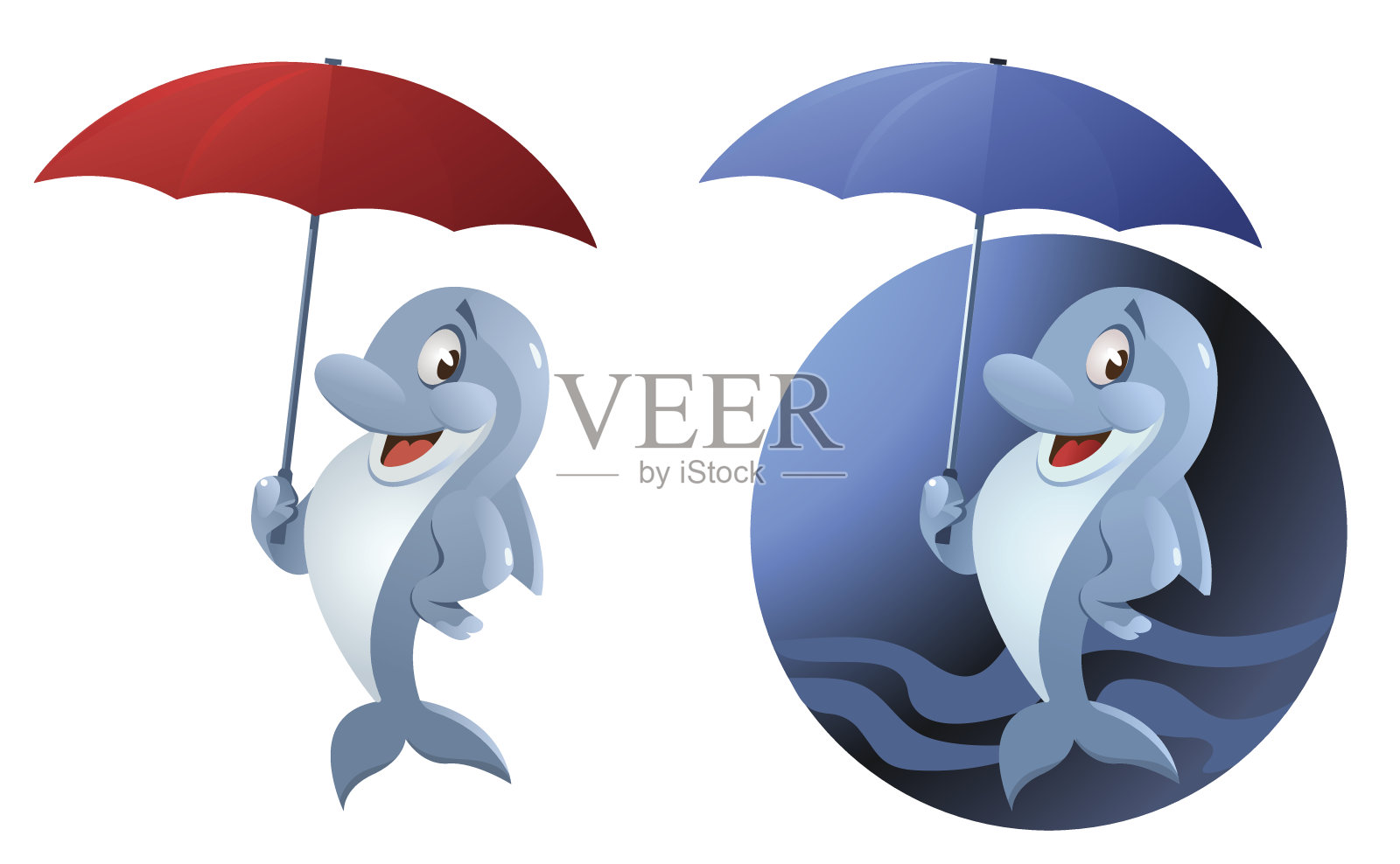带伞的搞笑海豚设计元素图片