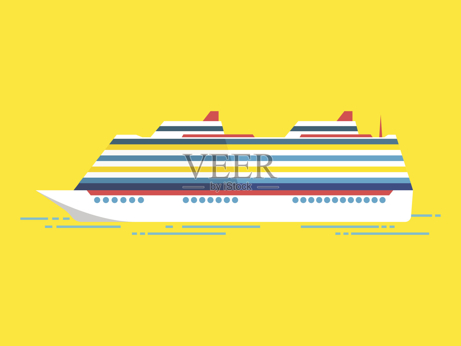 矢量图的海上邮轮孤立在黄色设计元素图片