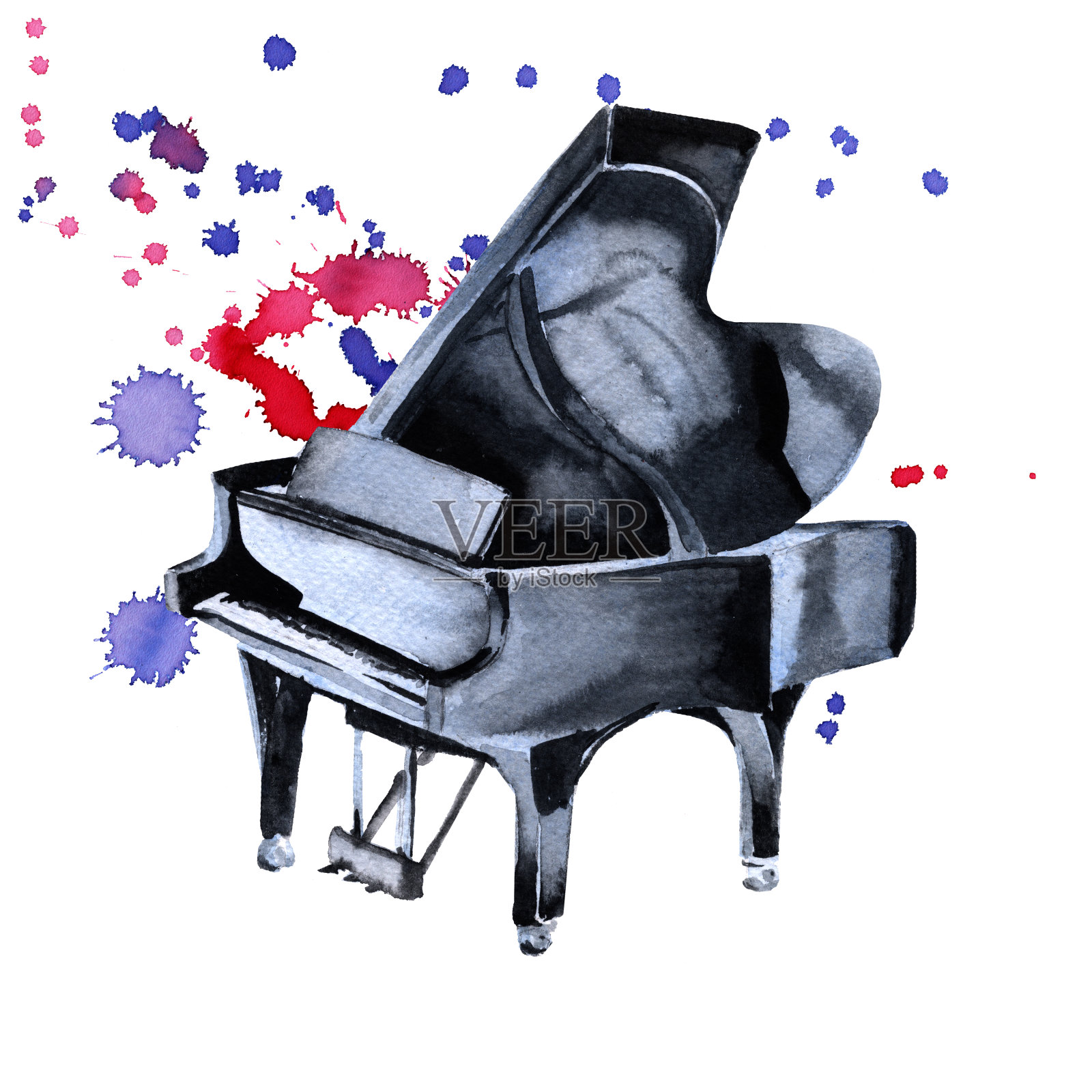 钢琴。乐器。孤立在白色背景上。插画图片素材