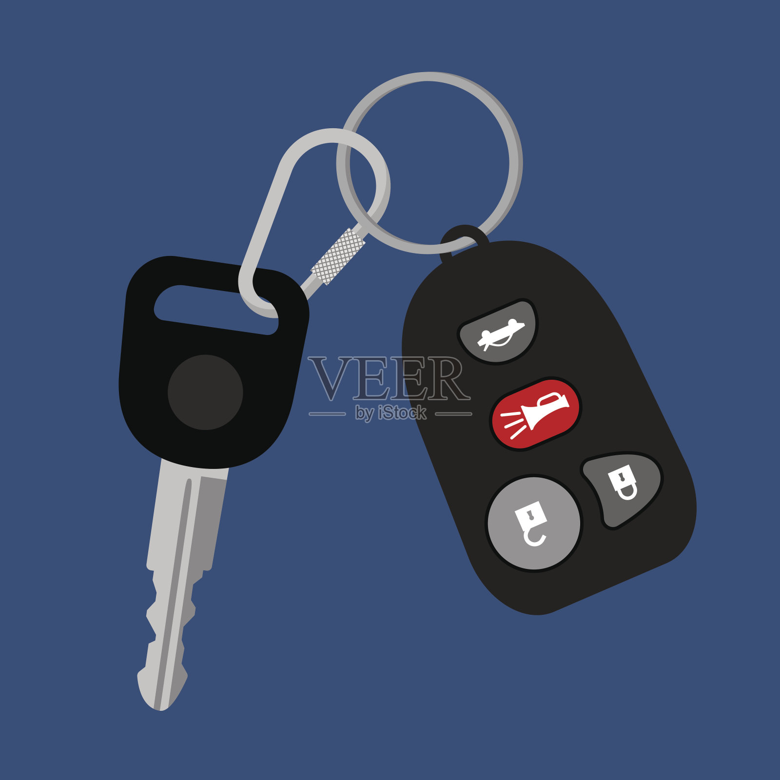 汽车钥匙与自动存取挂锁插画图片素材