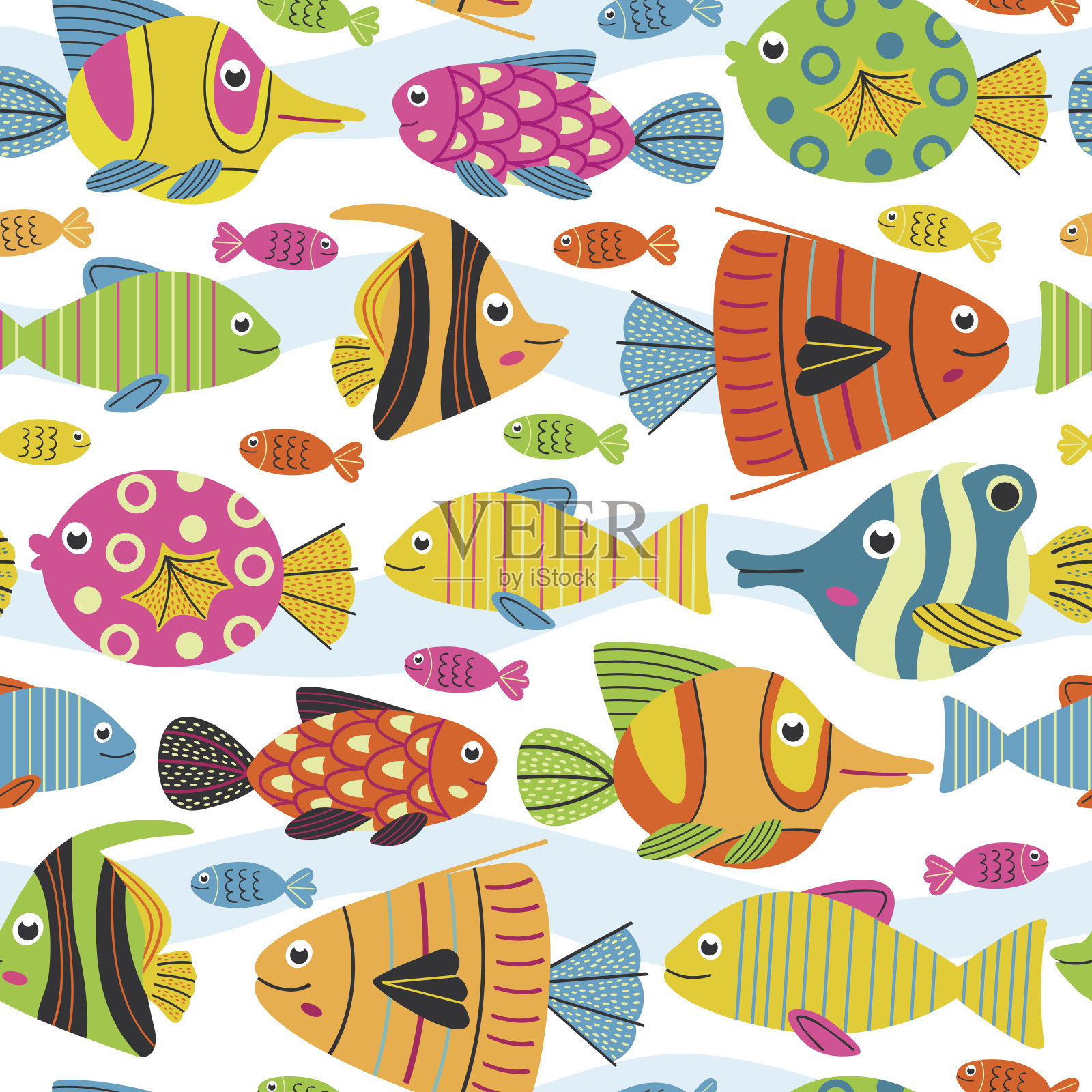 鱼的无缝图案插画图片素材