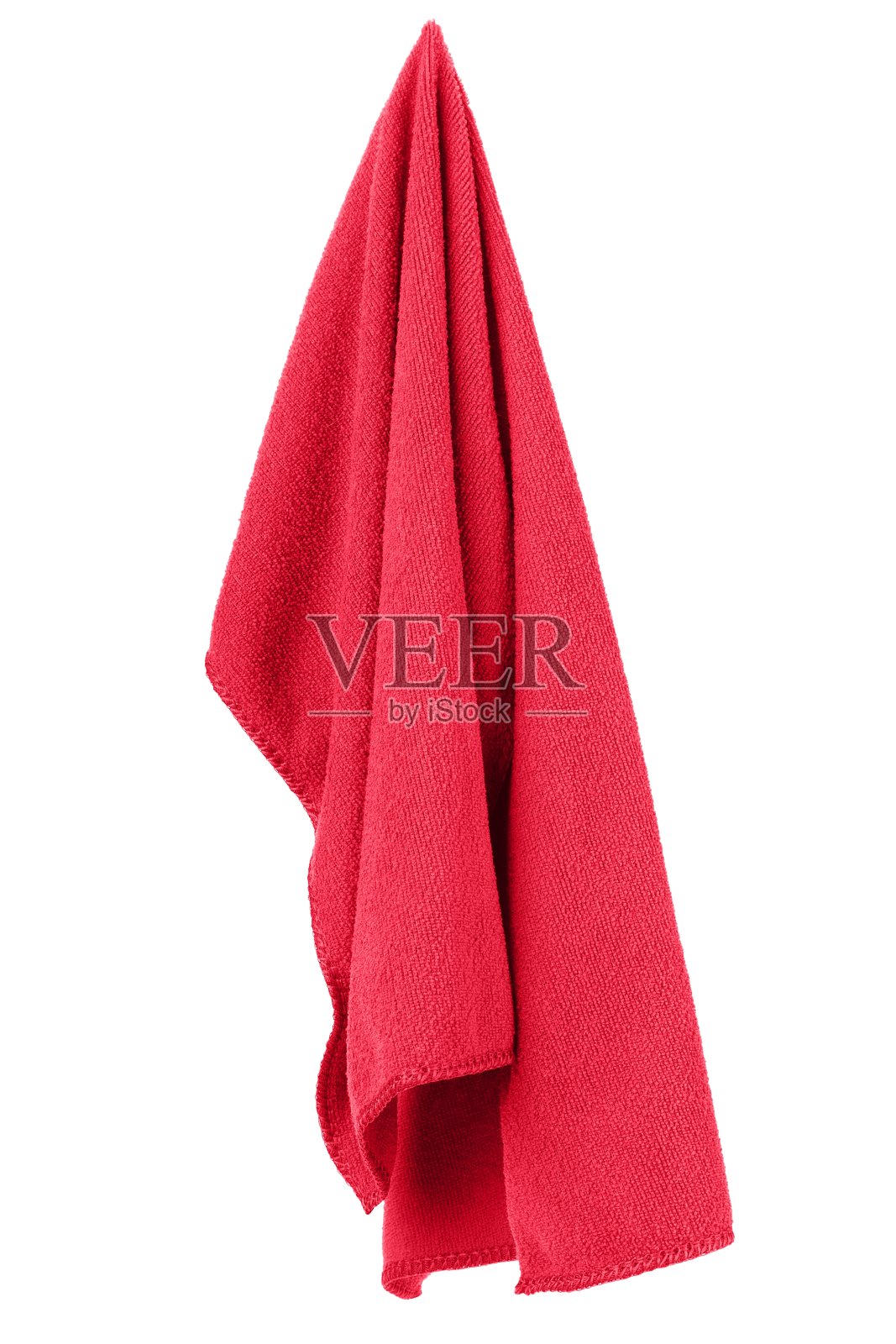 挂着红色的干净毛巾照片摄影图片
