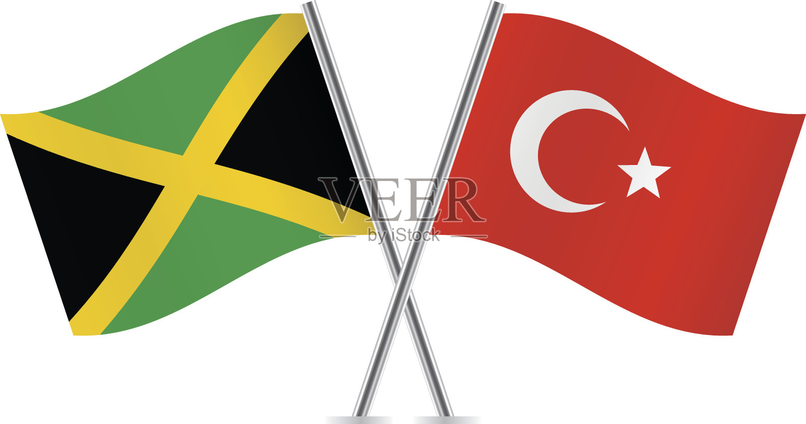 土耳其和牙买加国旗。向量。插画图片素材