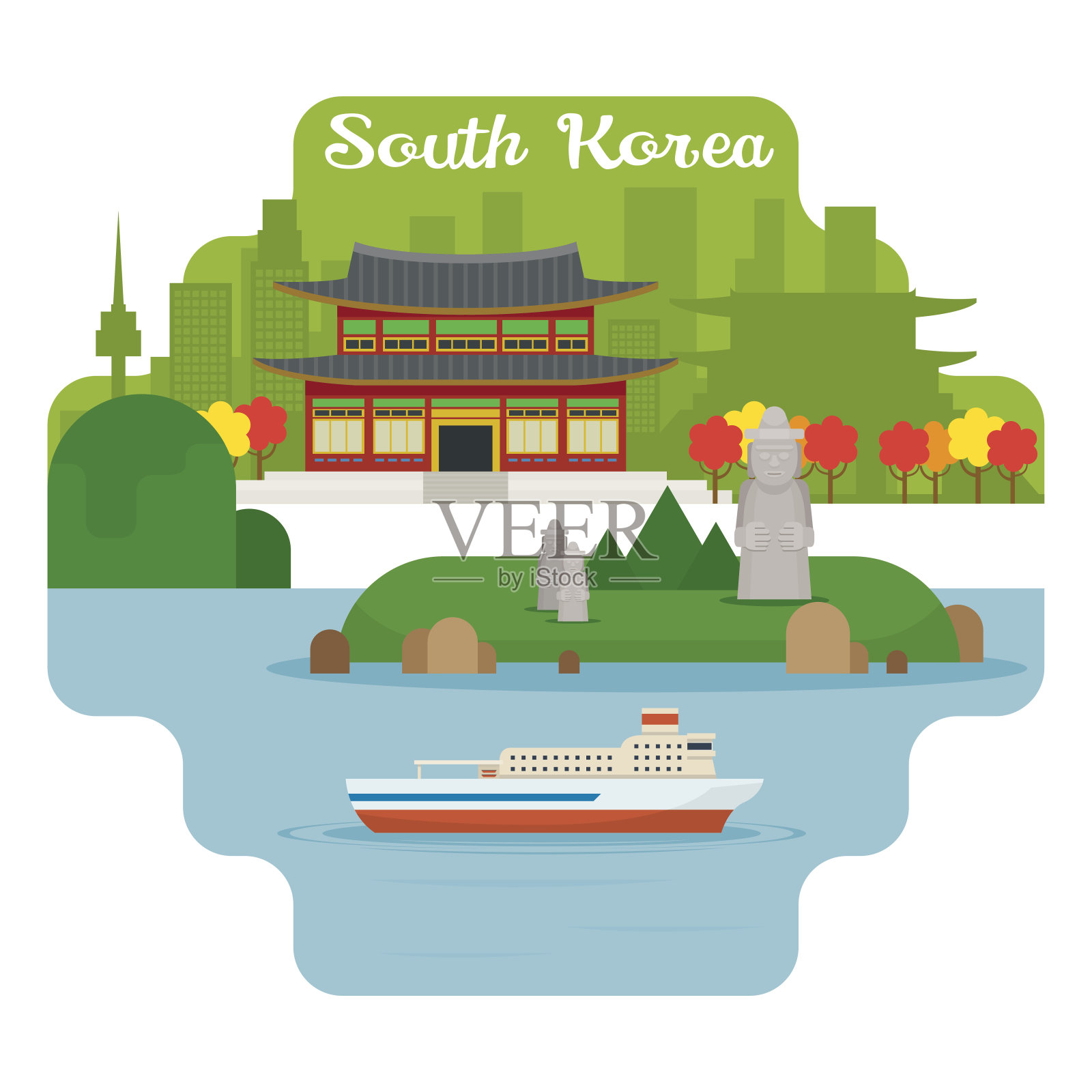 韩国旅游景点设计元素图片