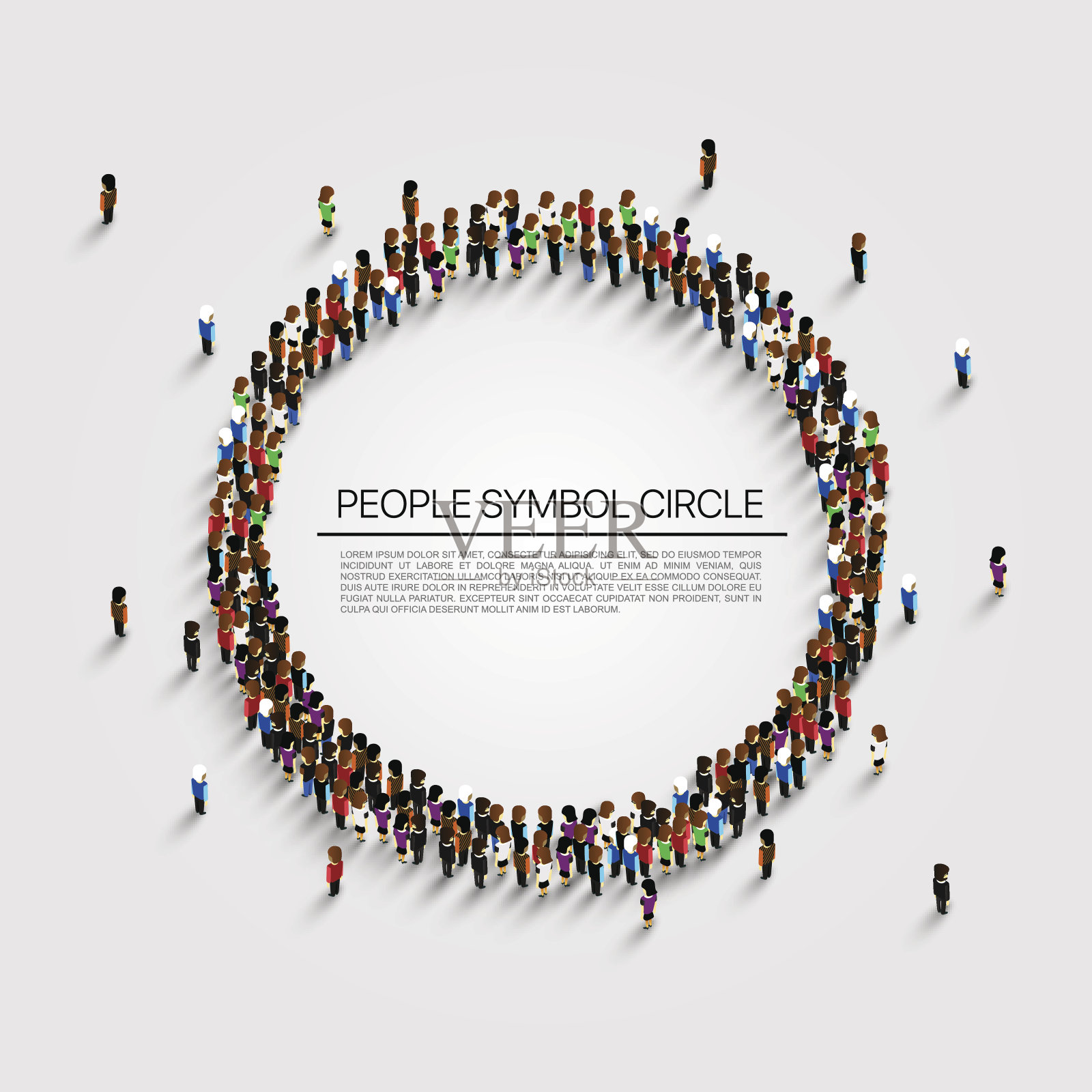 一大群人围成一个圆圈。矢量图插画图片素材