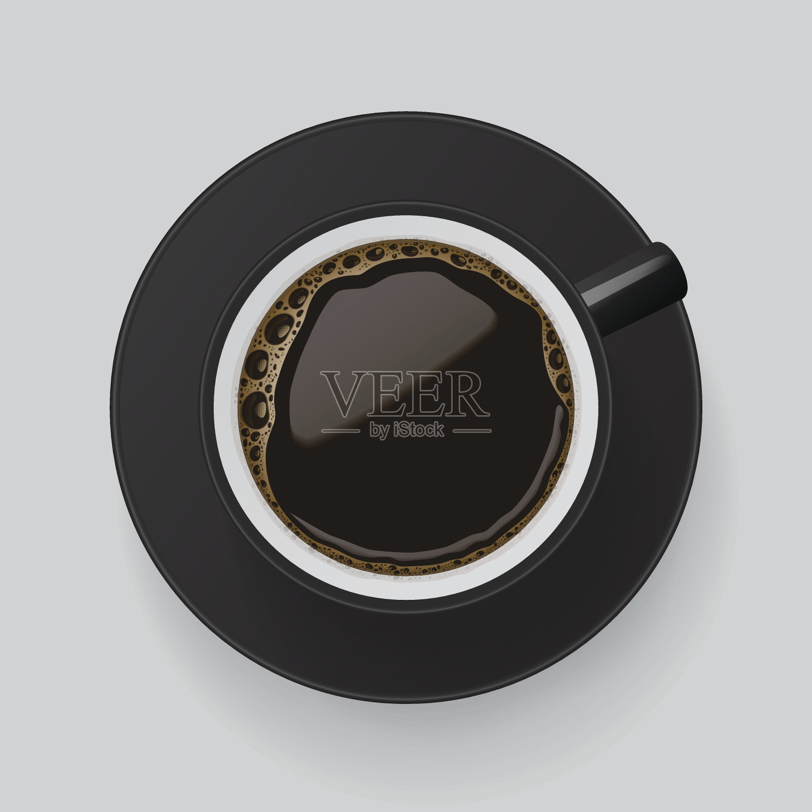 一杯黑咖啡的俯视图。设计元素图片