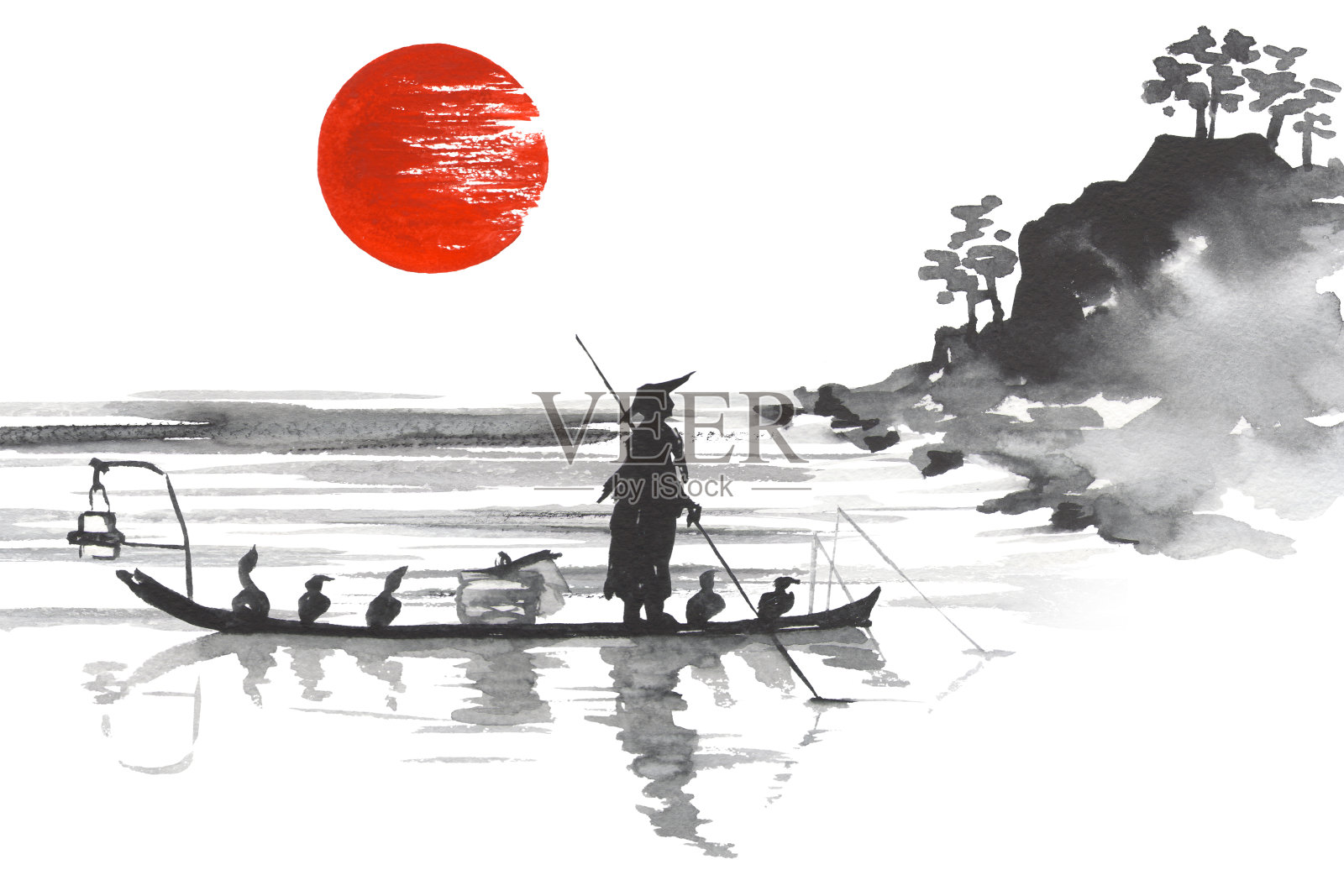 日本传统绘画隅美艺术日本传统绘画隅美艺术人与船插画图片素材