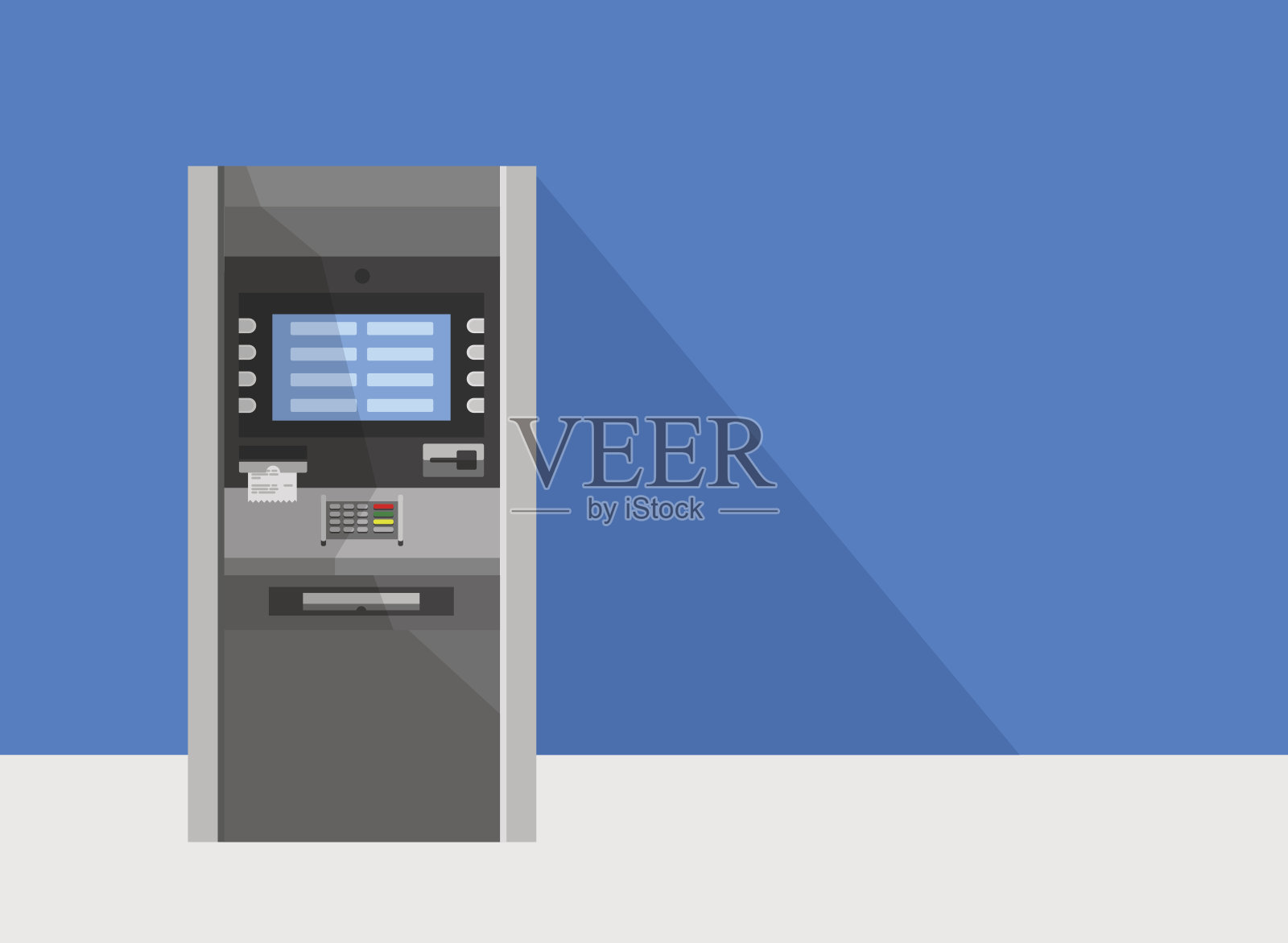 ATM机在银行或办公室矢量概念。插画图片素材