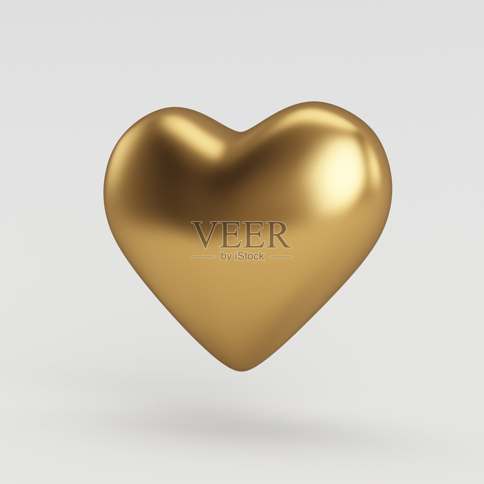 3D渲染闪亮的黄金心脏气球形状的对象照片摄影图片