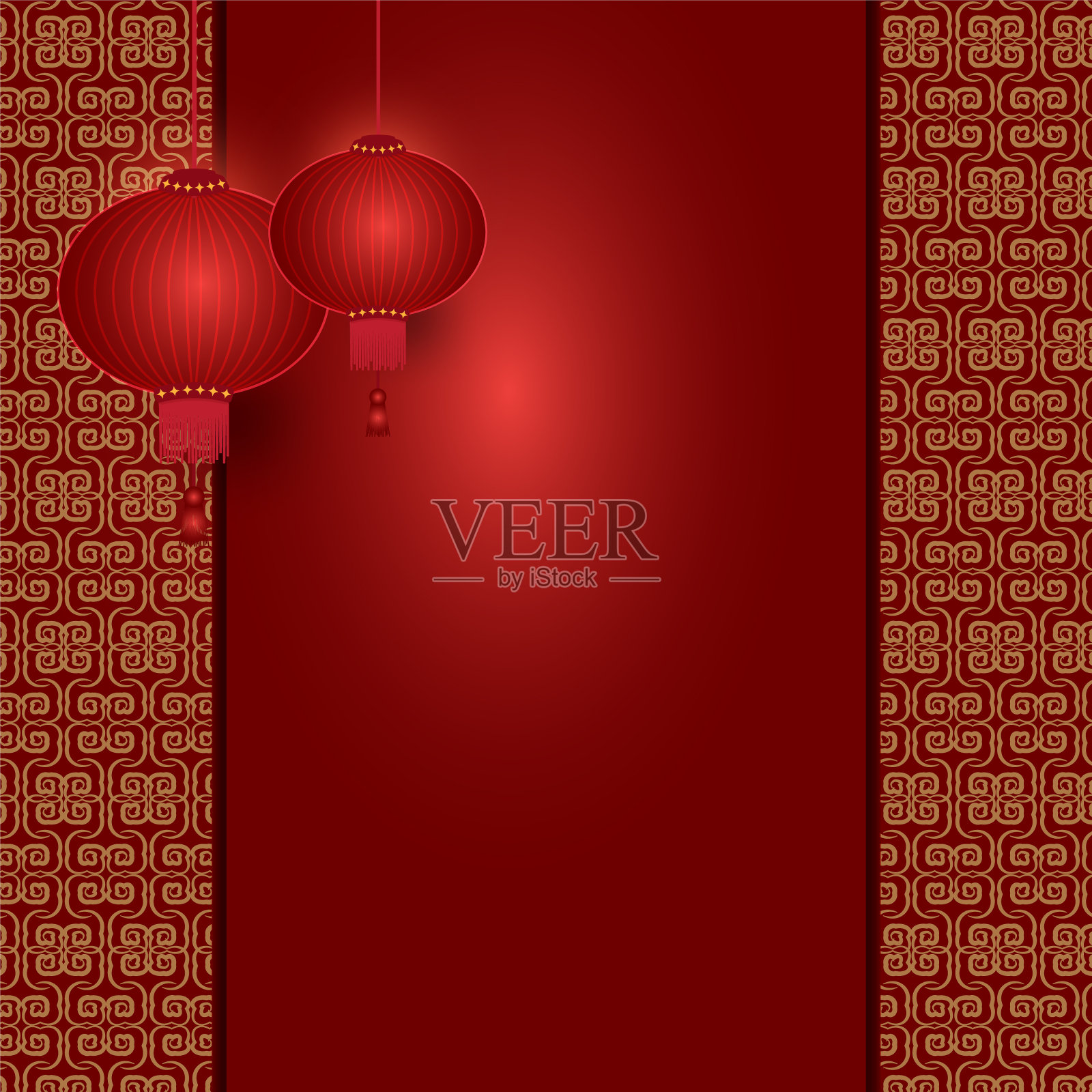 中国灯笼挂在图案背景上设计模板素材