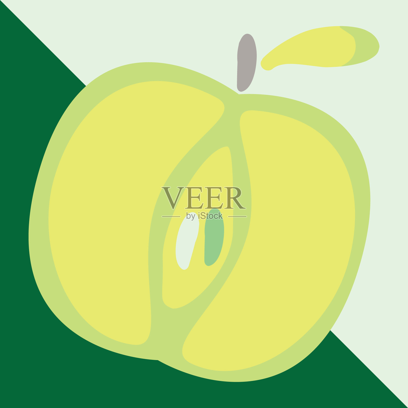 绿苹果标志图标。水果与叶子的象征。矢量插图。插画图片素材
