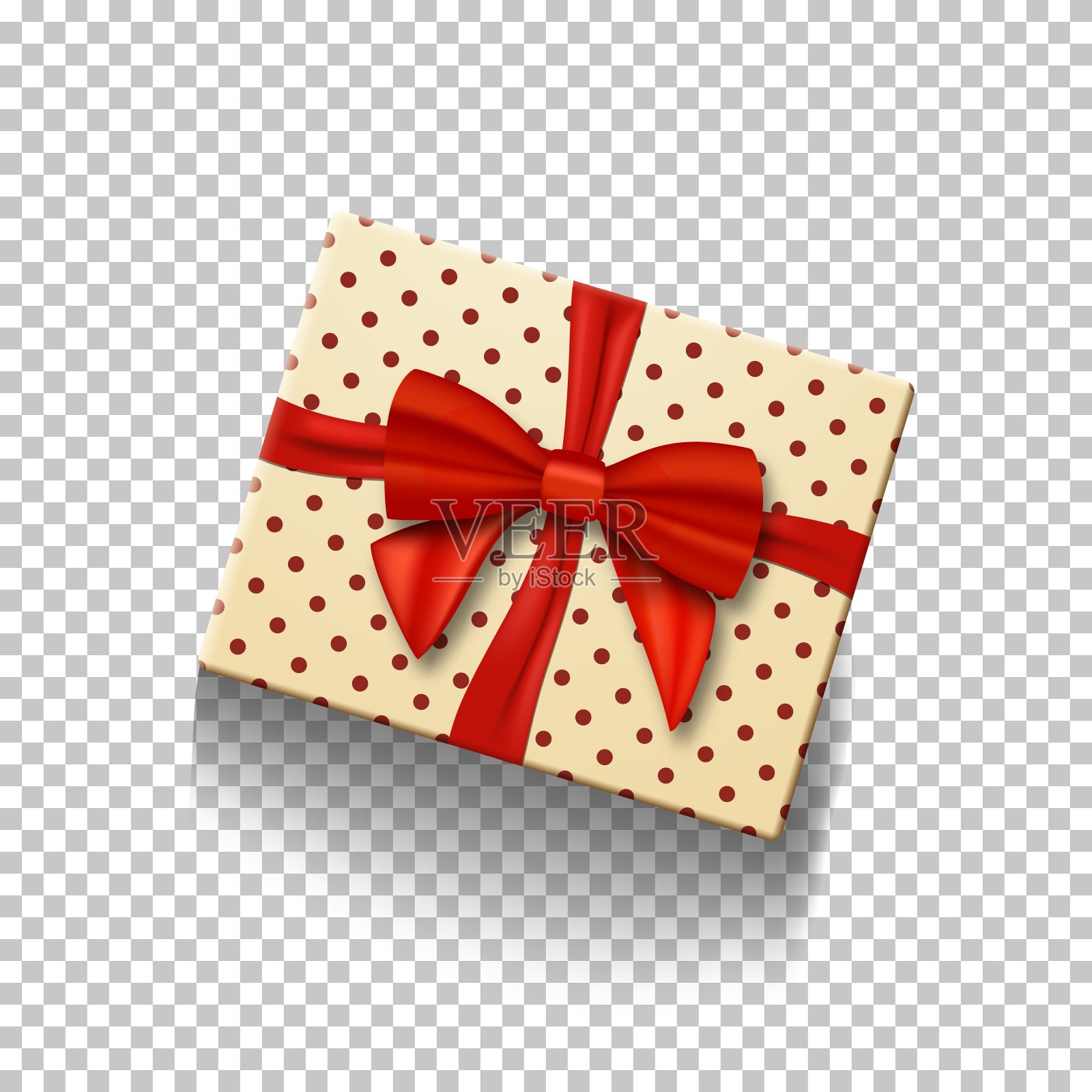 矢量礼品盒与红色丝带隔离在透明的背景插画图片素材