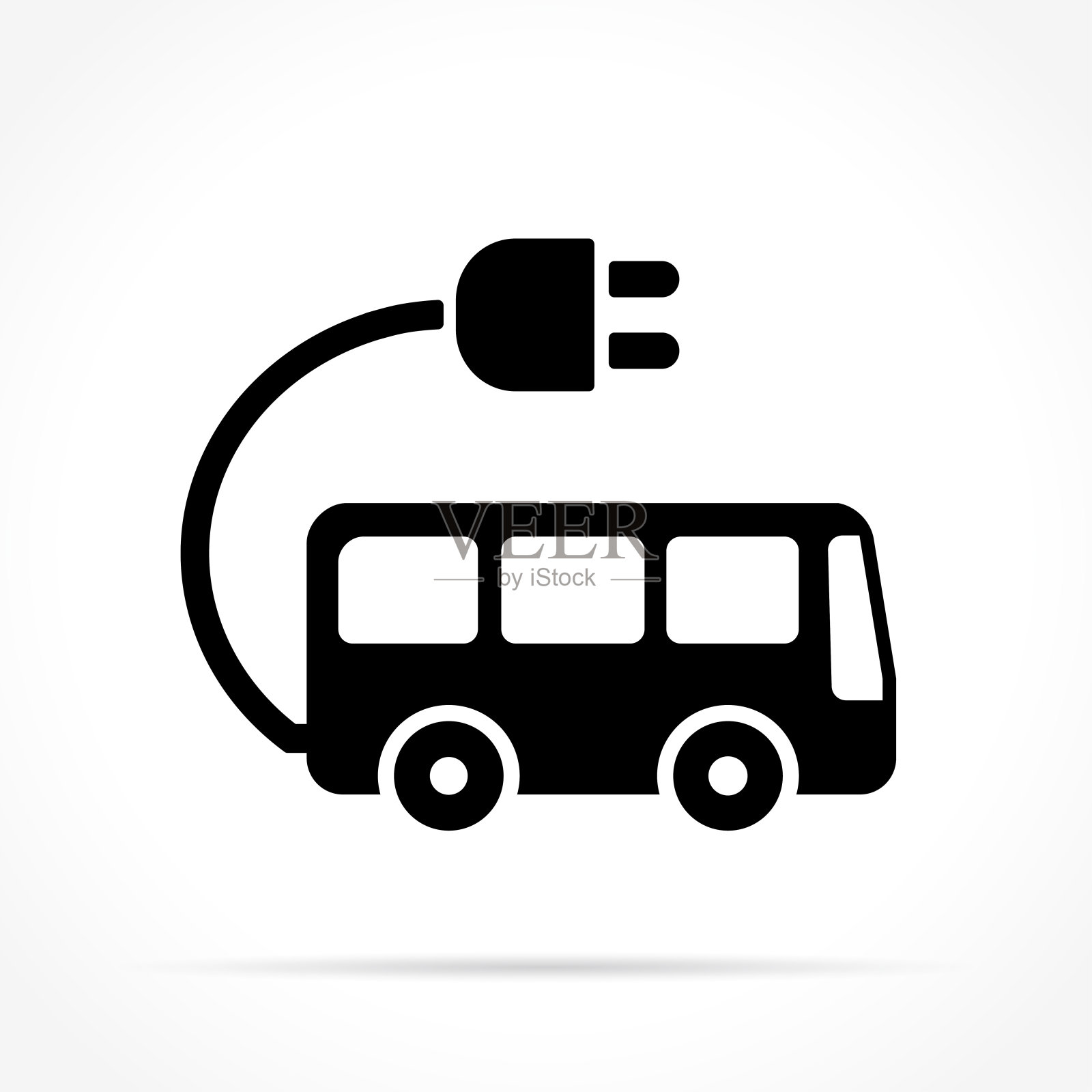 电动巴士图标上的白色背景设计元素图片
