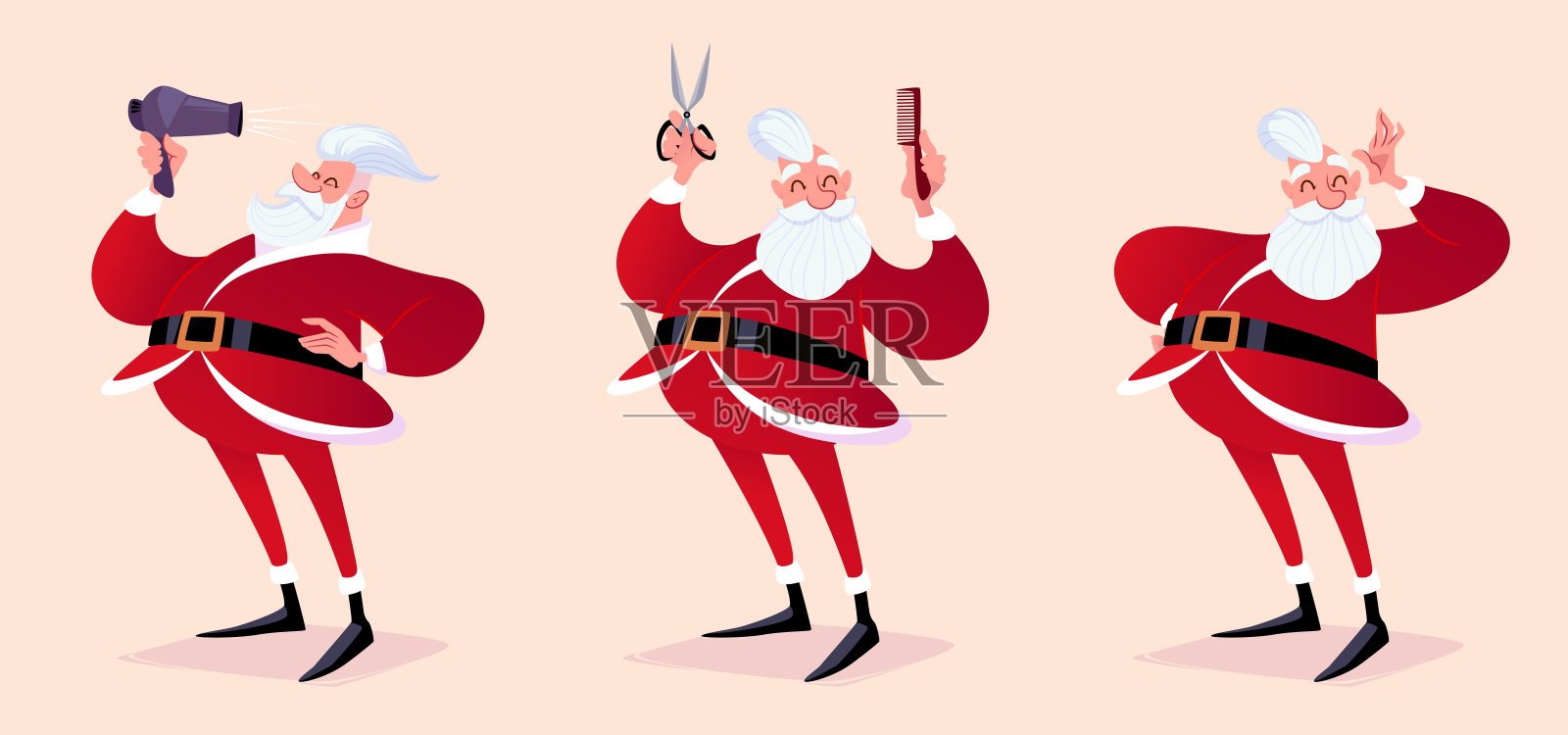 圣诞老人是理发师。插画图片素材