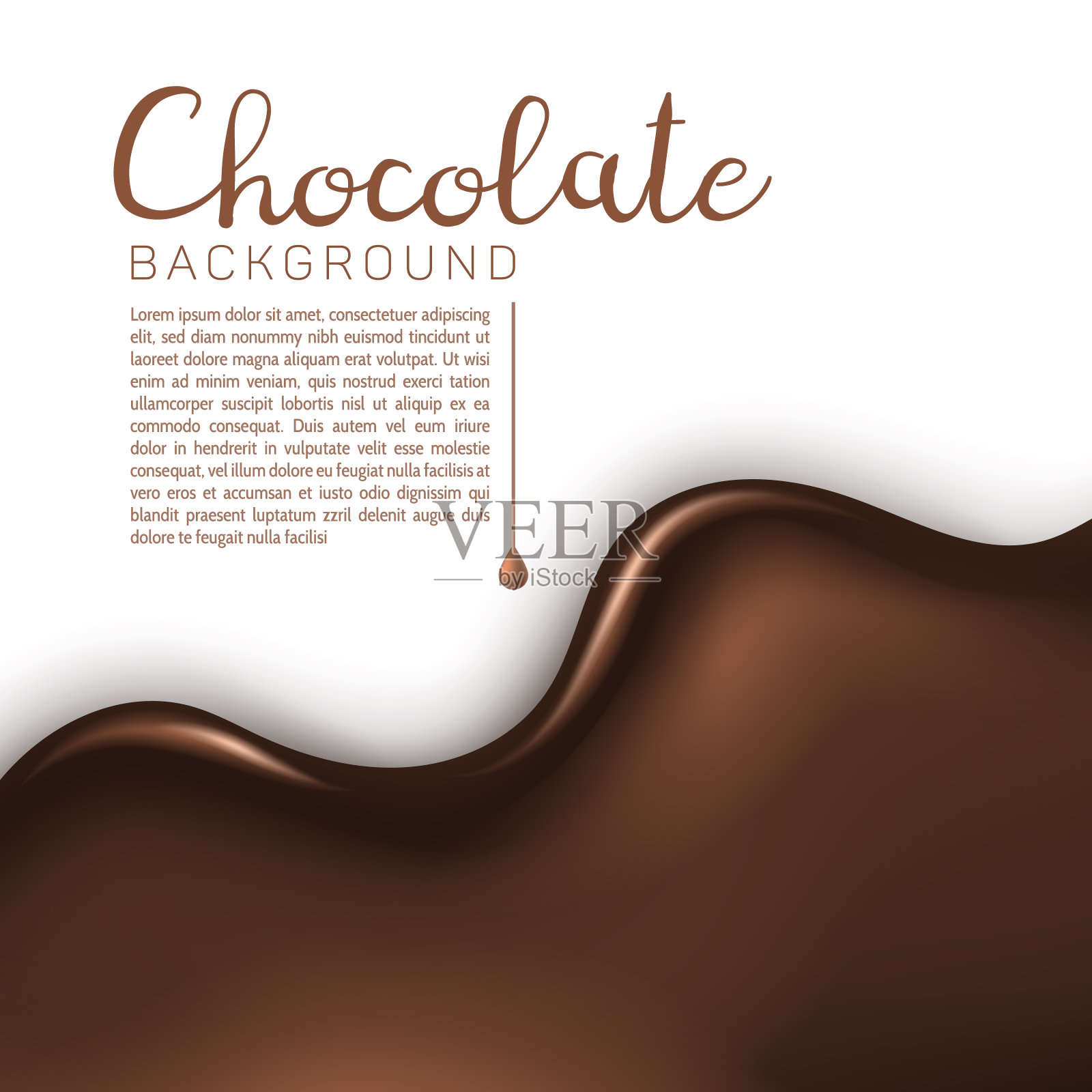 美丽，现实光滑的巧克力流与溅和滴在白色的背景插画图片素材