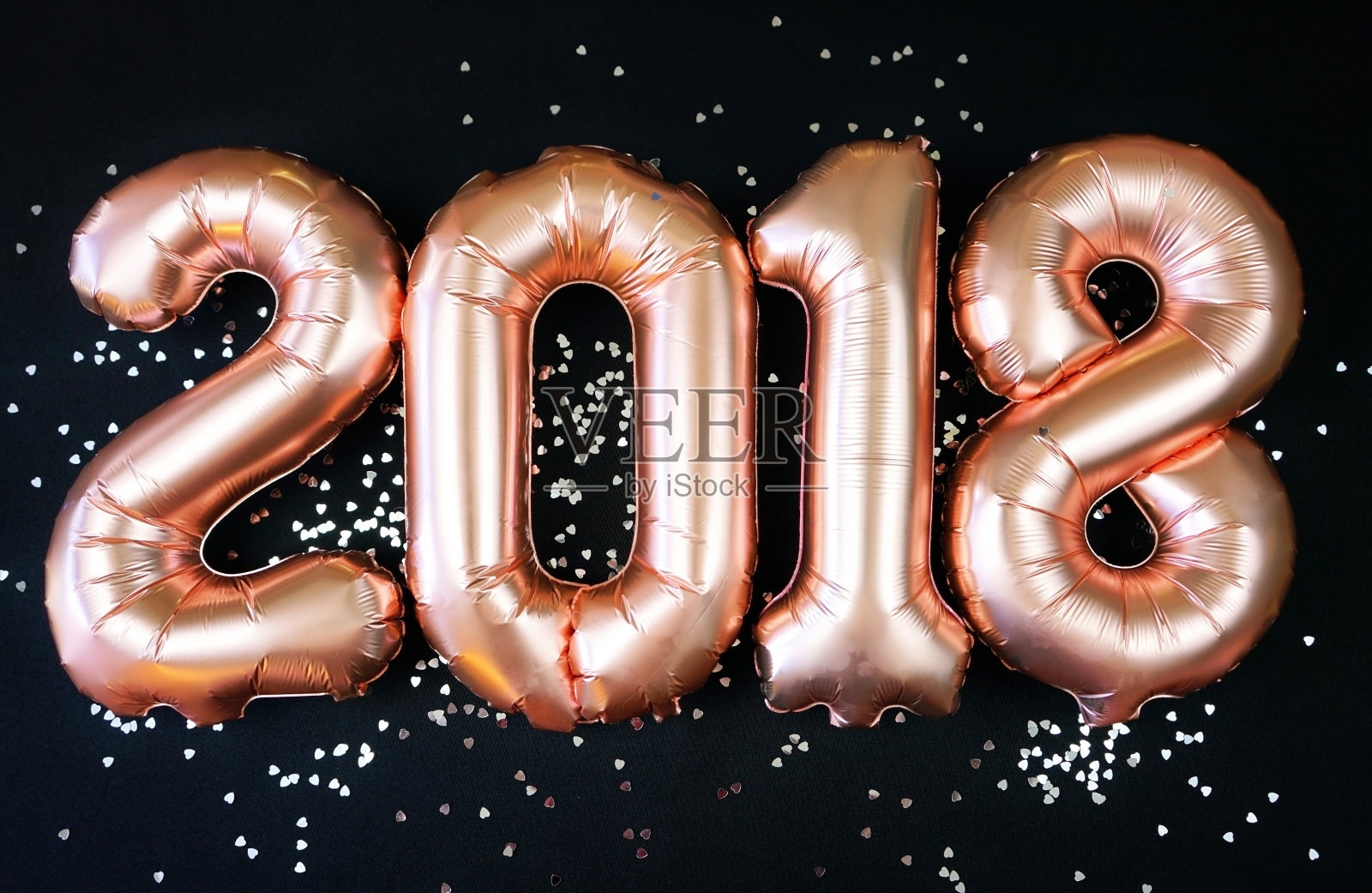 2018年金色新年气球快乐照片摄影图片