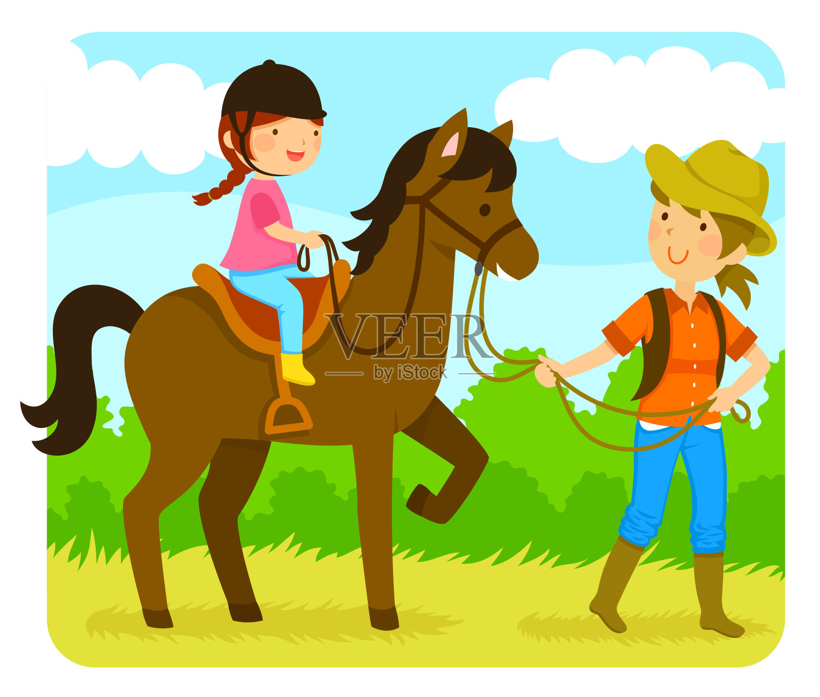 骑马课插画图片素材