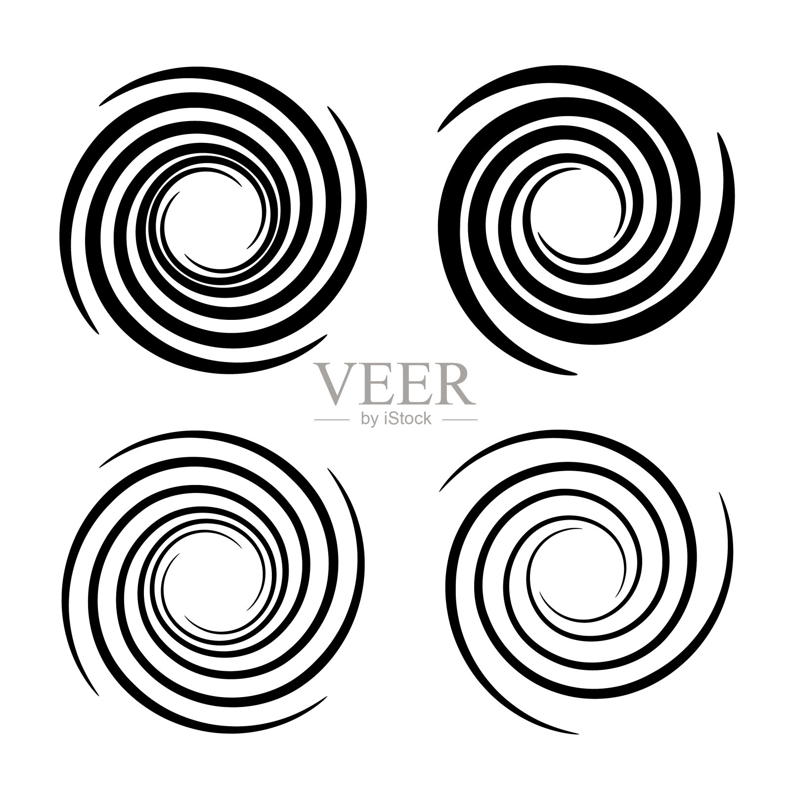 漩涡圆形漩涡线黑色矢量符号插画图片素材