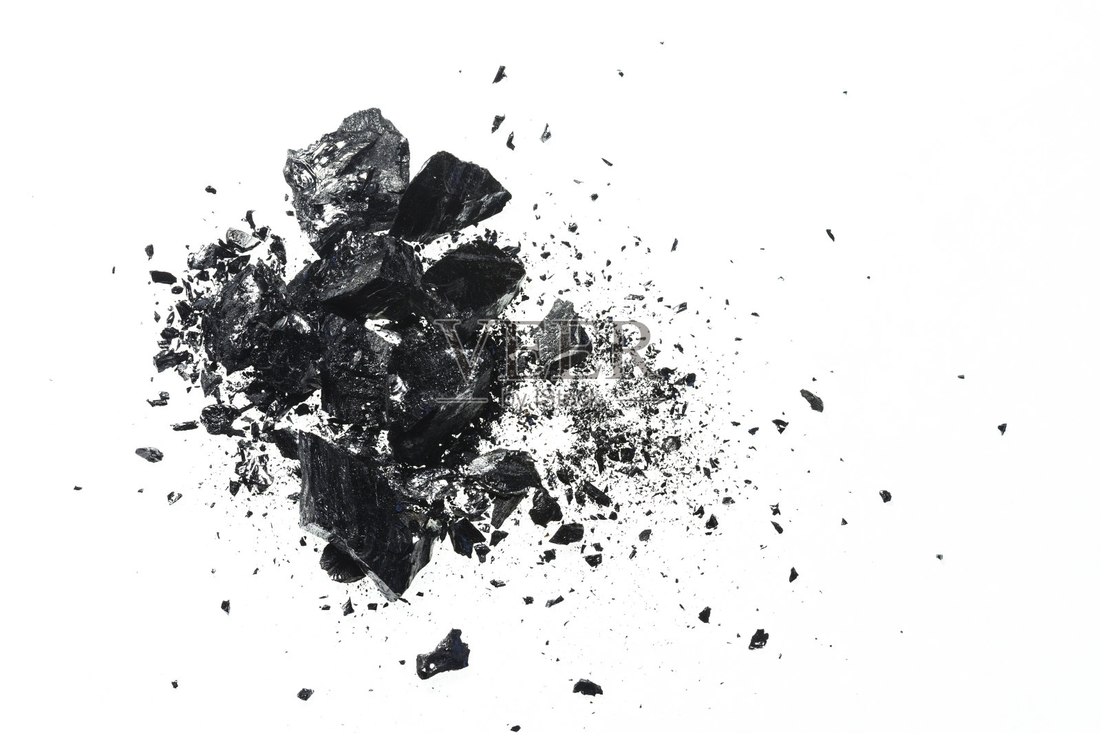 一堆黑色的煤棒孤立在白色的背景上照片摄影图片