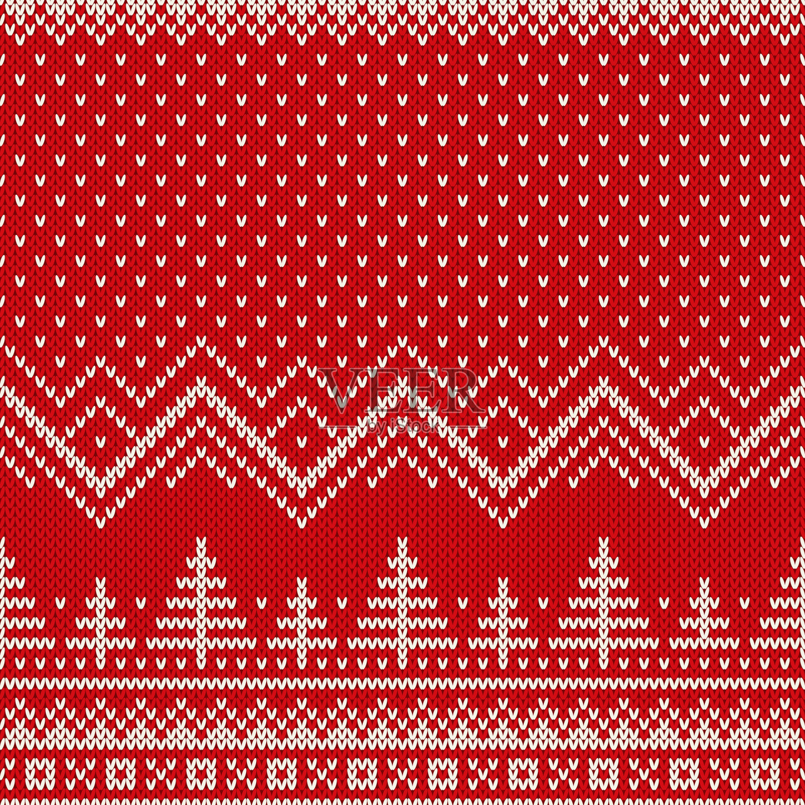一棵圣诞树冬季无缝针织图案。针织羊毛衫设计。仿羊毛针织物插画图片素材