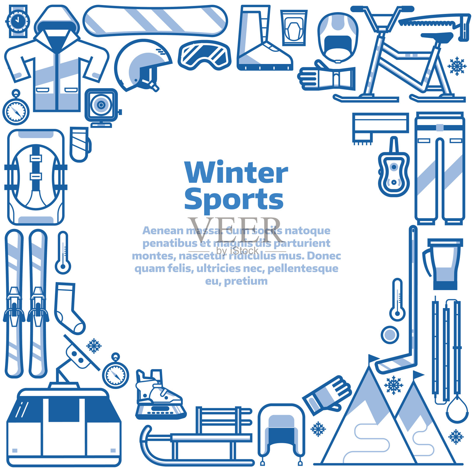 冬季运动生活方式边界框架插画图片素材