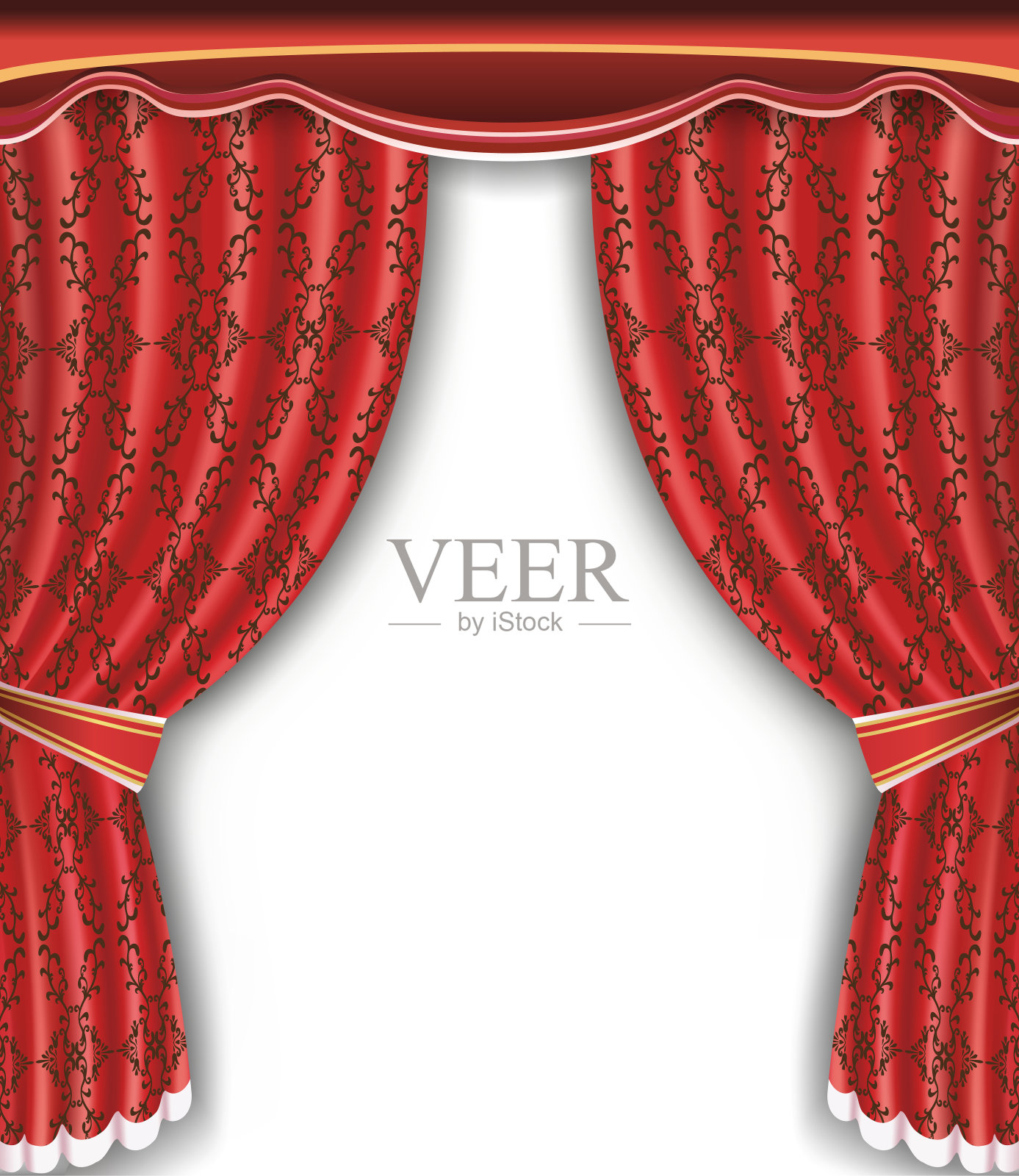 背景与开放的红色窗帘插画图片素材