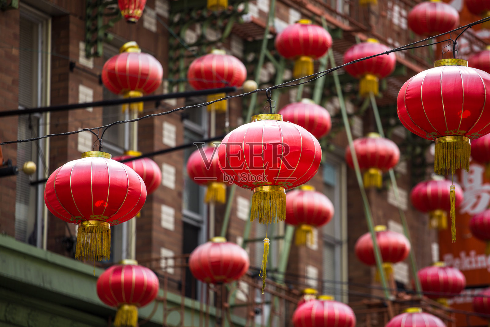 中国灯笼挂在旧金山中国城照片摄影图片