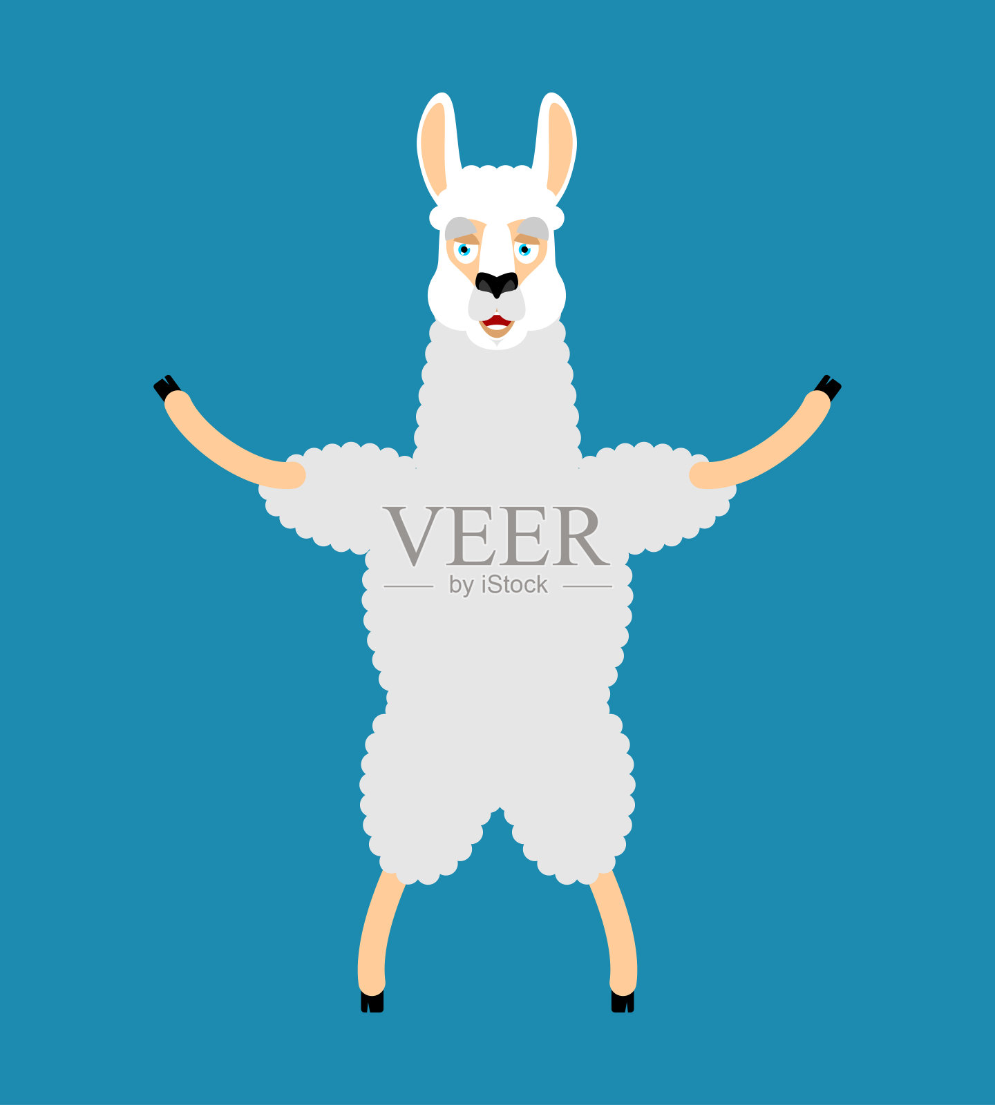 喇嘛羊驼快乐。动物merryl emoji。矢量图设计元素图片