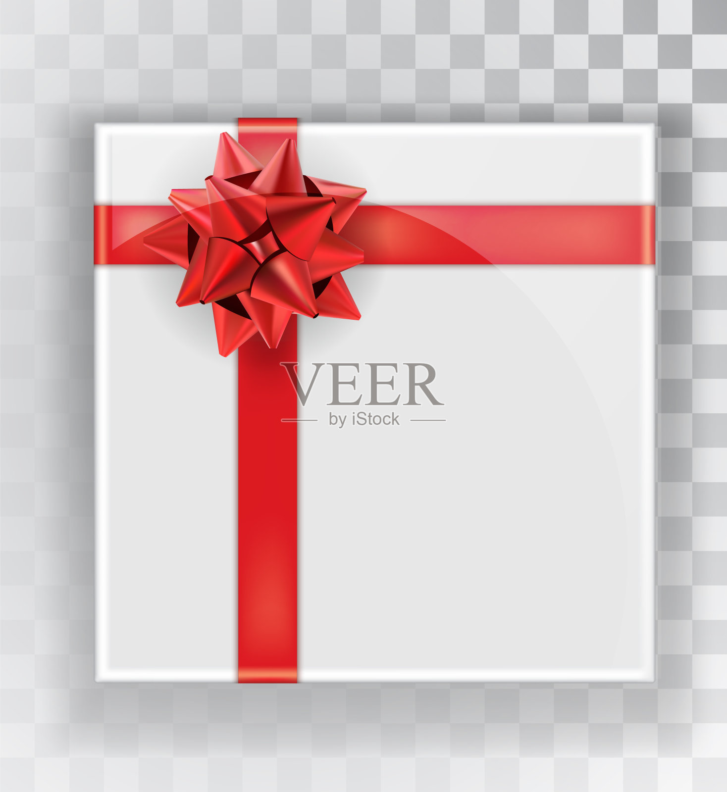 礼物盒子。白色的圣诞礼物盒孤立在一个透明的背景。绿色的盒子，一个彩色的优雅的蝴蝶结。孤立的真实矢量对象插画图片素材