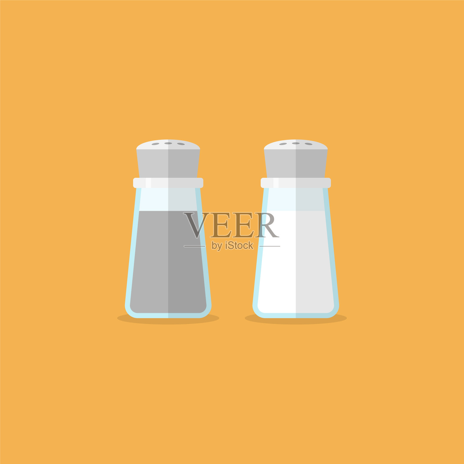 盐和胡椒瓶。平面设计风格插画图片素材