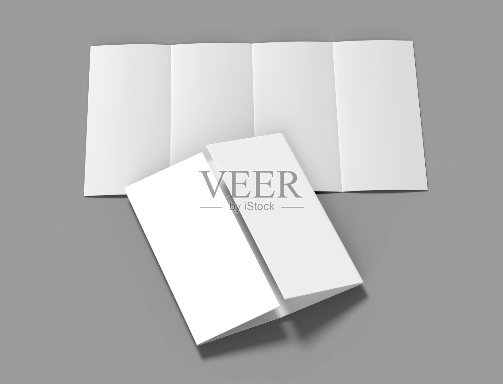 双闸口折叠垂直四面板宣传册空白白色模板模拟和演示设计。3 d演示。照片摄影图片
