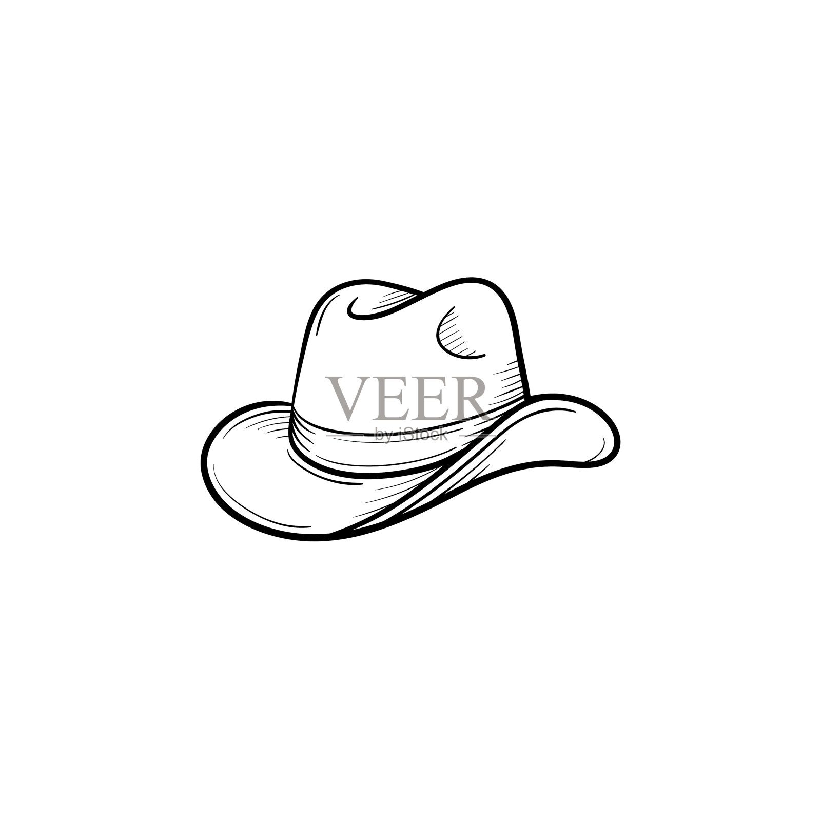 西部牛仔帽手绘草图图标设计元素图片