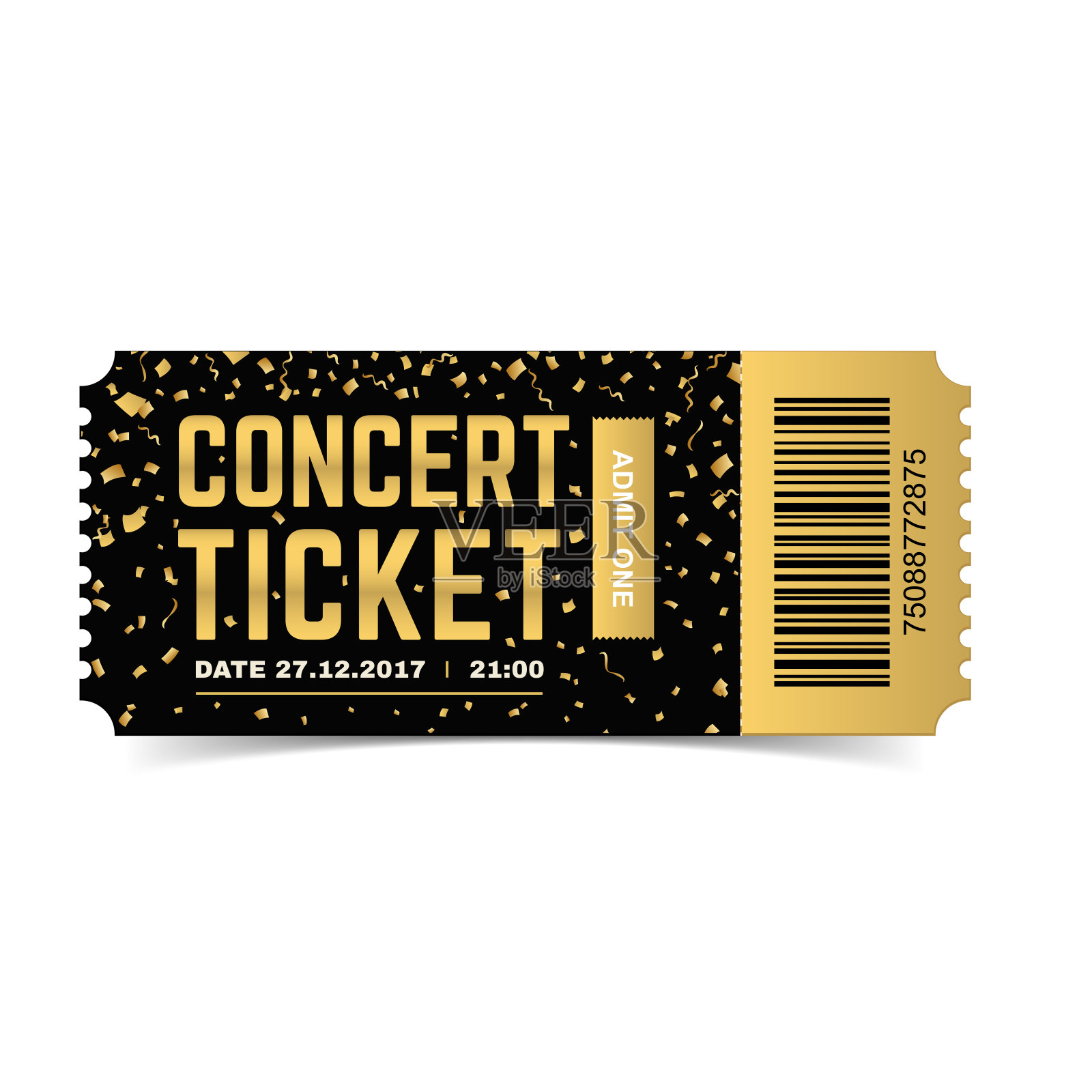 音乐会的票。矢量插图。设计模板素材