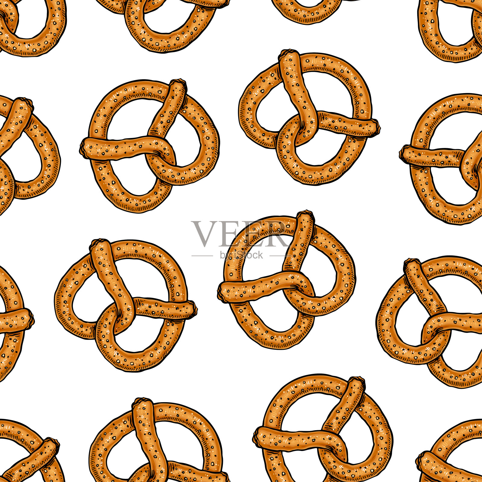 无缝的美味椒盐卷饼插画图片素材