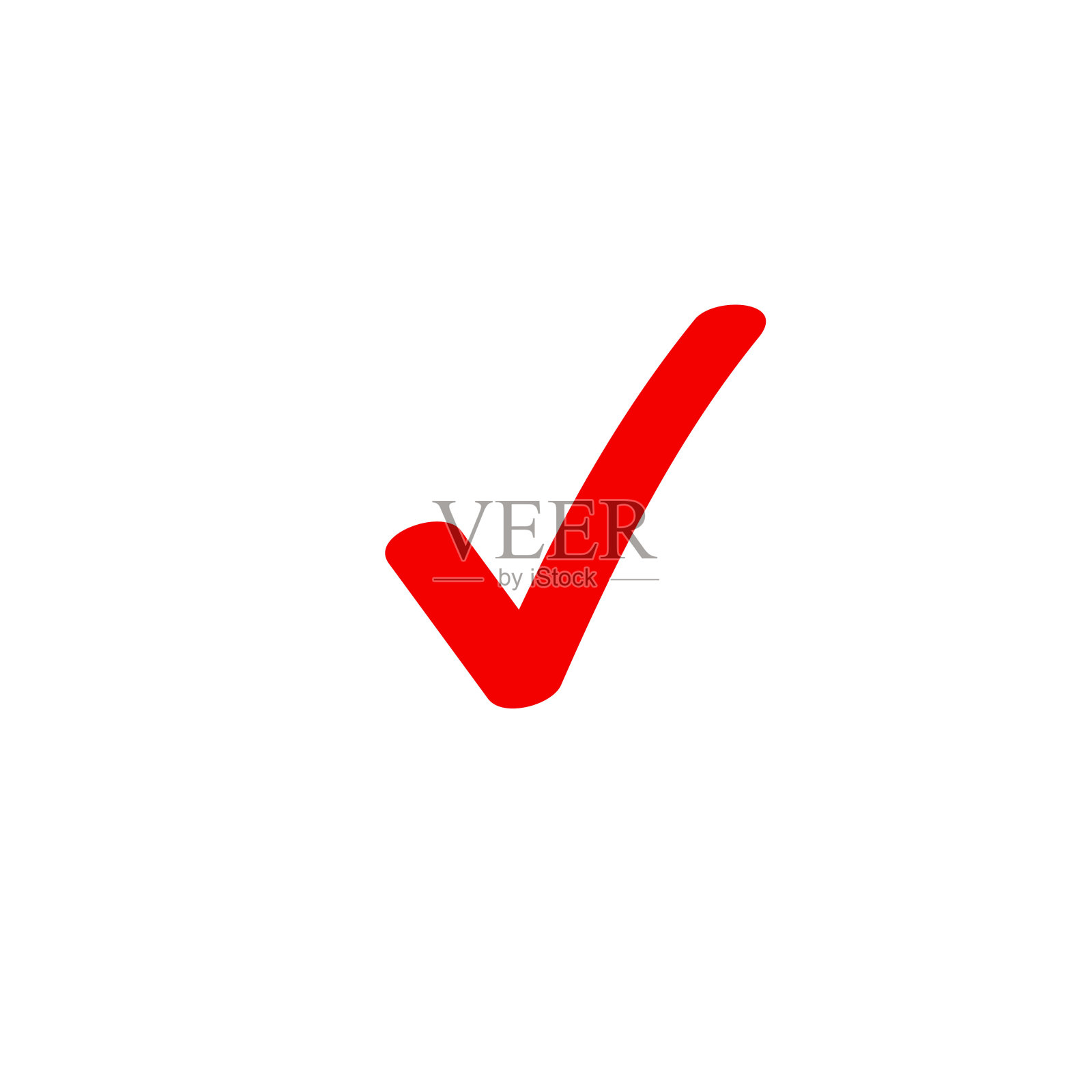 勾选图标矢量符号，标记红色复选标记孤立在白色，勾选图标或正确的选择符号涂鸦或手写风格，勾选标记或复选框象形图图标素材