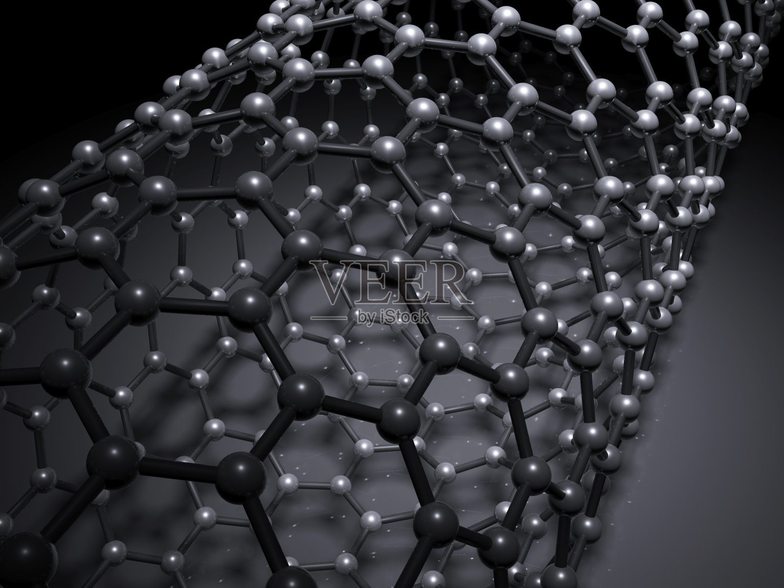之字形碳纳米管分子结构插画图片素材
