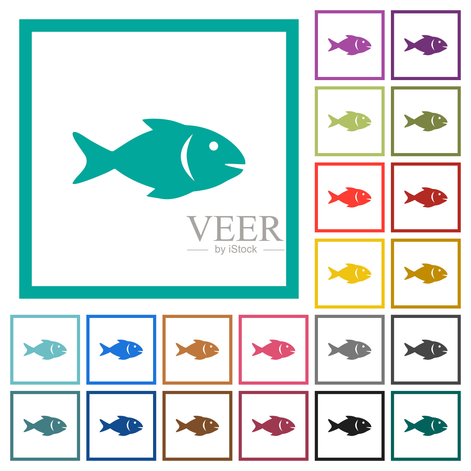 鱼平面颜色图标象限框架图标素材