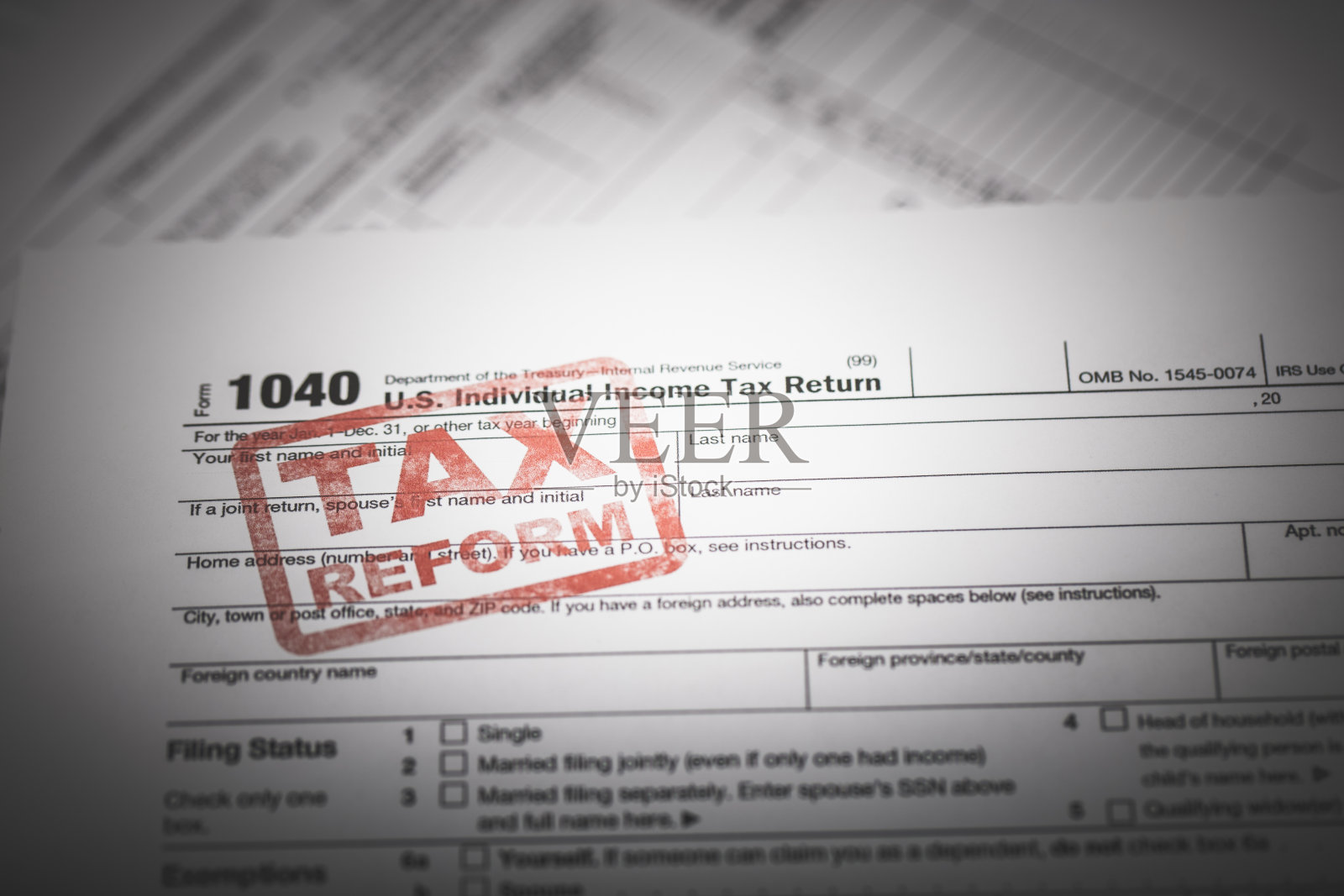 税改IRS 1040表格照片摄影图片