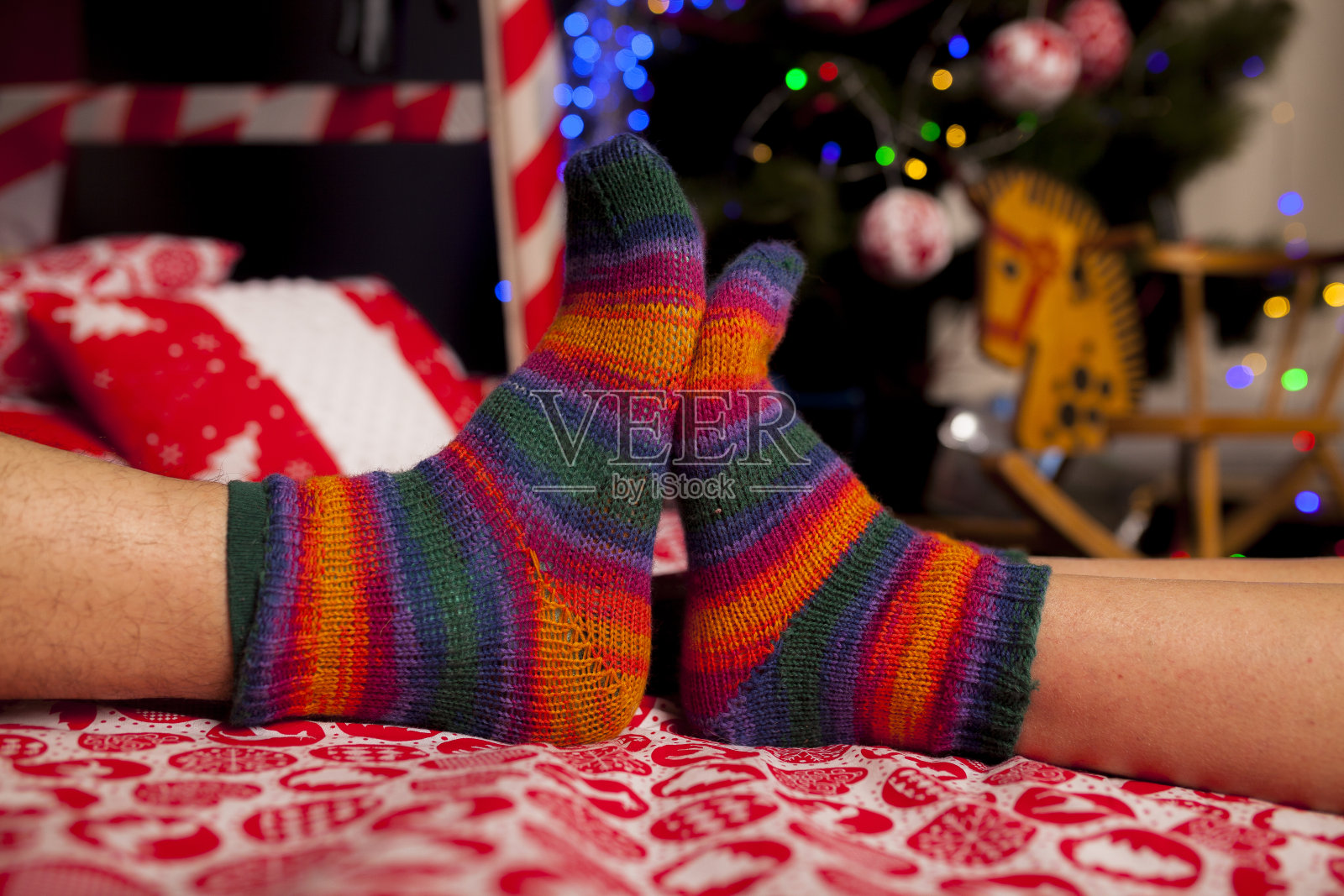 圣诞袜子、针织照片摄影图片