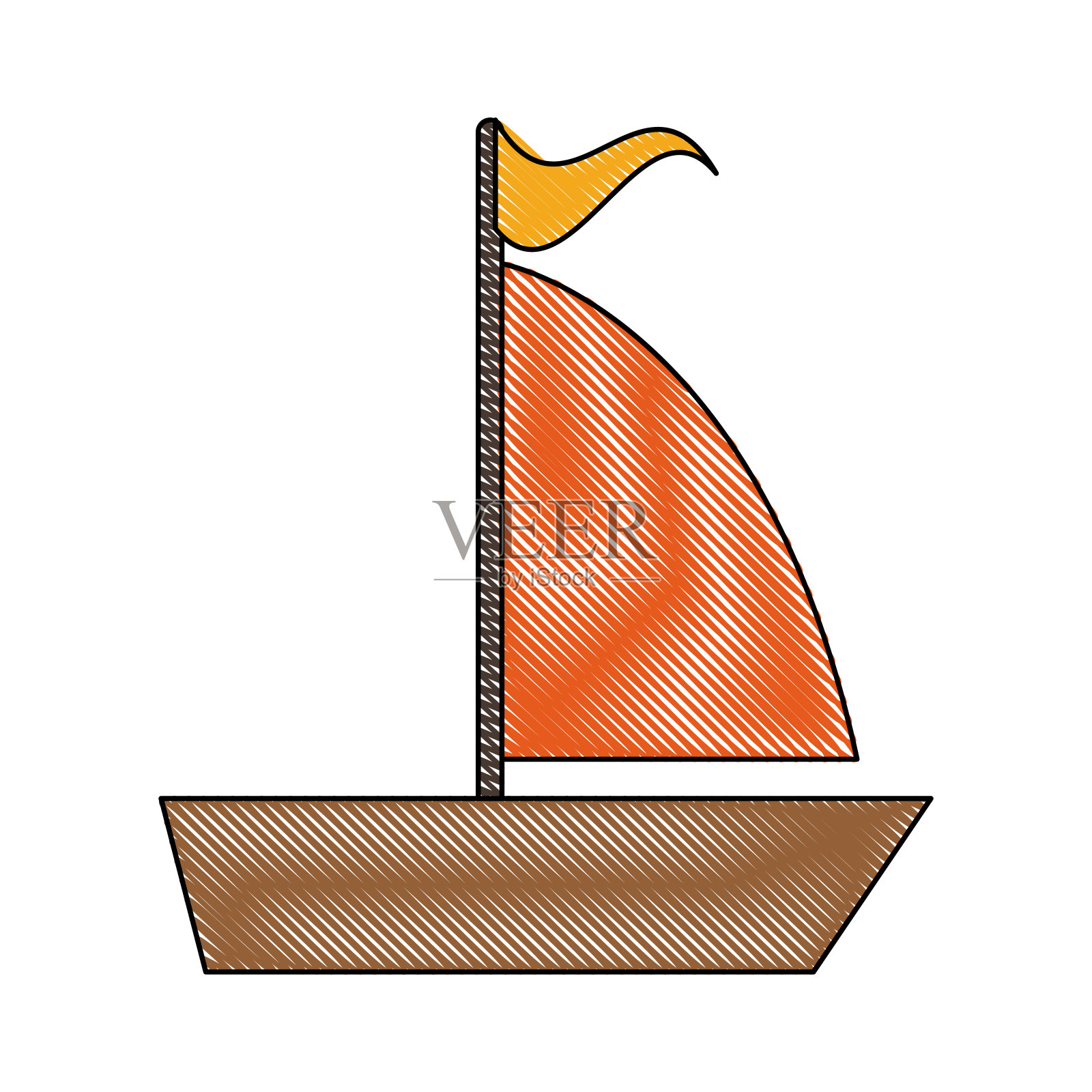 帆船孤立的象征插画图片素材