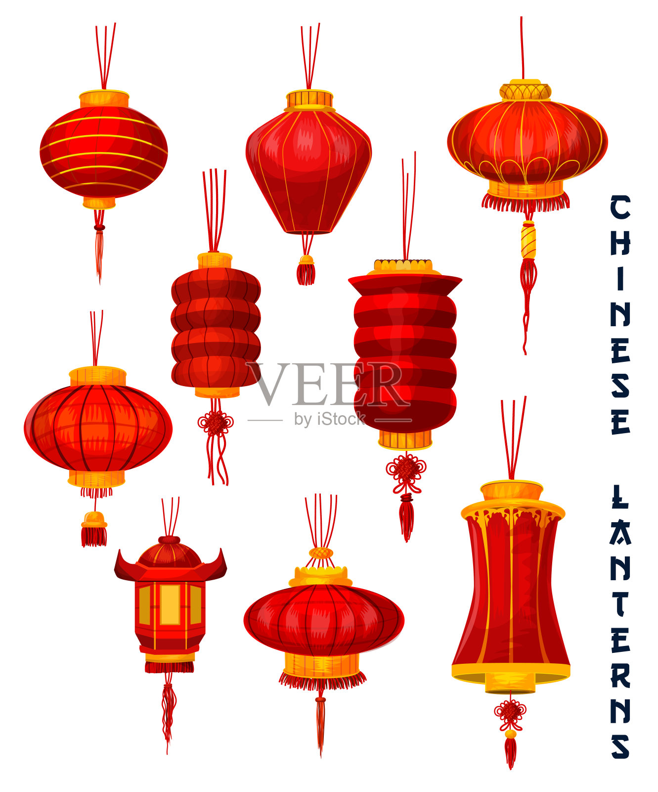 春节红纸灯笼设计元素图片
